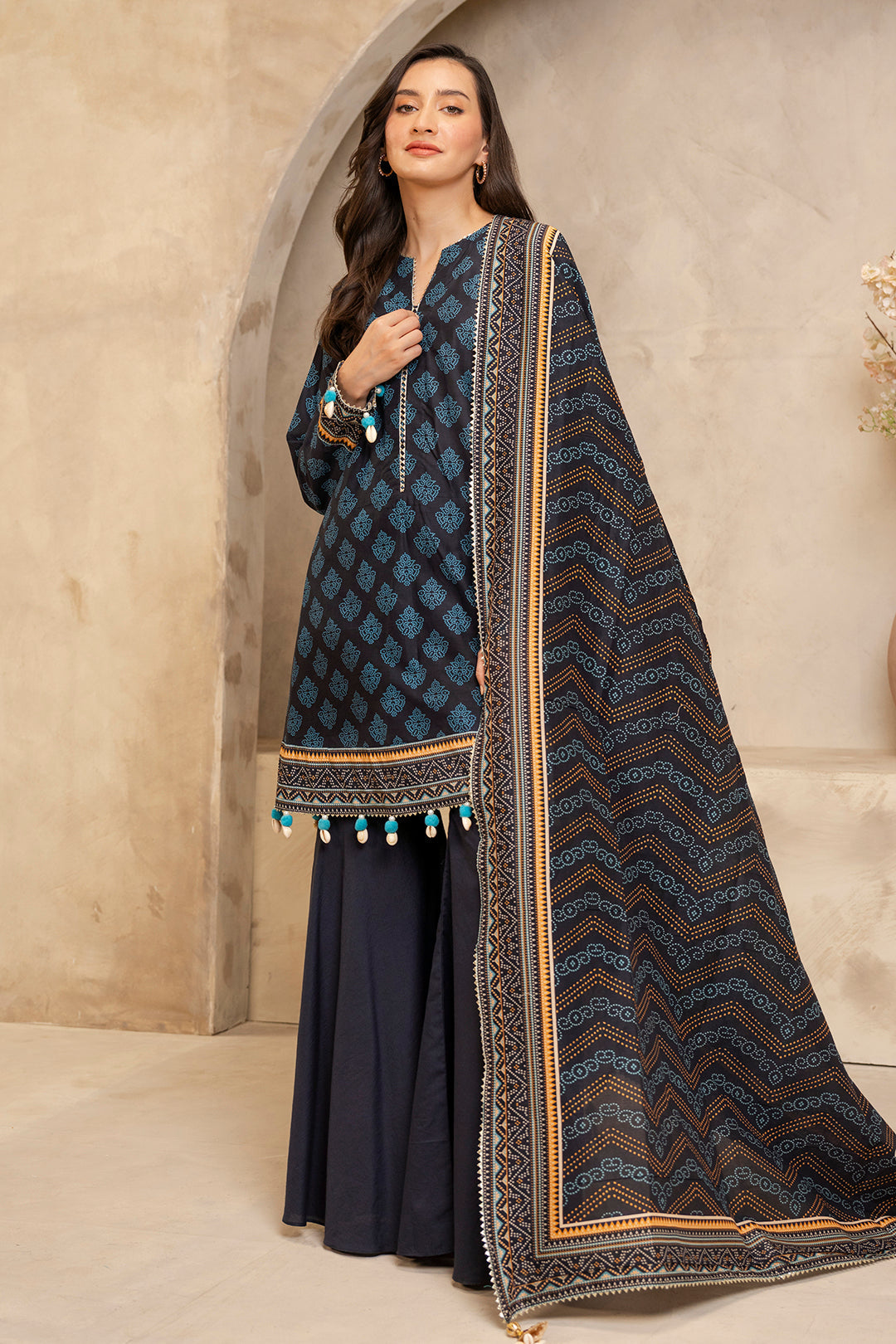 Zellbury | Unstitched 3 Piece Lawn | Shirt Shalwar Dupatta - 0125 - Designer Dress with Intricate embroidery and embellishments. Shop elegent wedding dress at Maria Faisal.