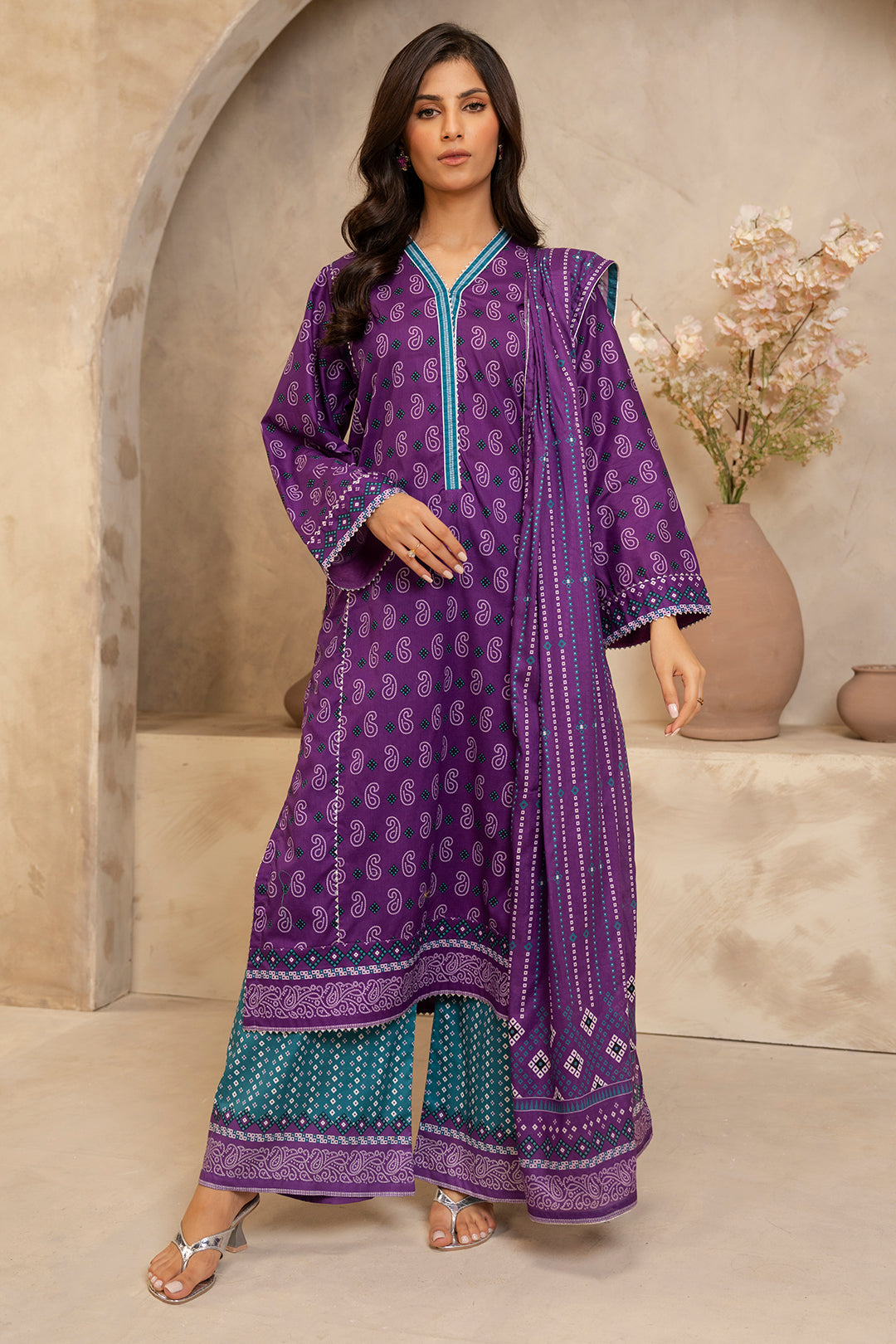 Zellbury | Unstitched 3 Piece Lawn | Shirt Shalwar Dupatta - 0265 - Designer Dress with Intricate embroidery and embellishments. Shop elegent wedding dress at Maria Faisal.