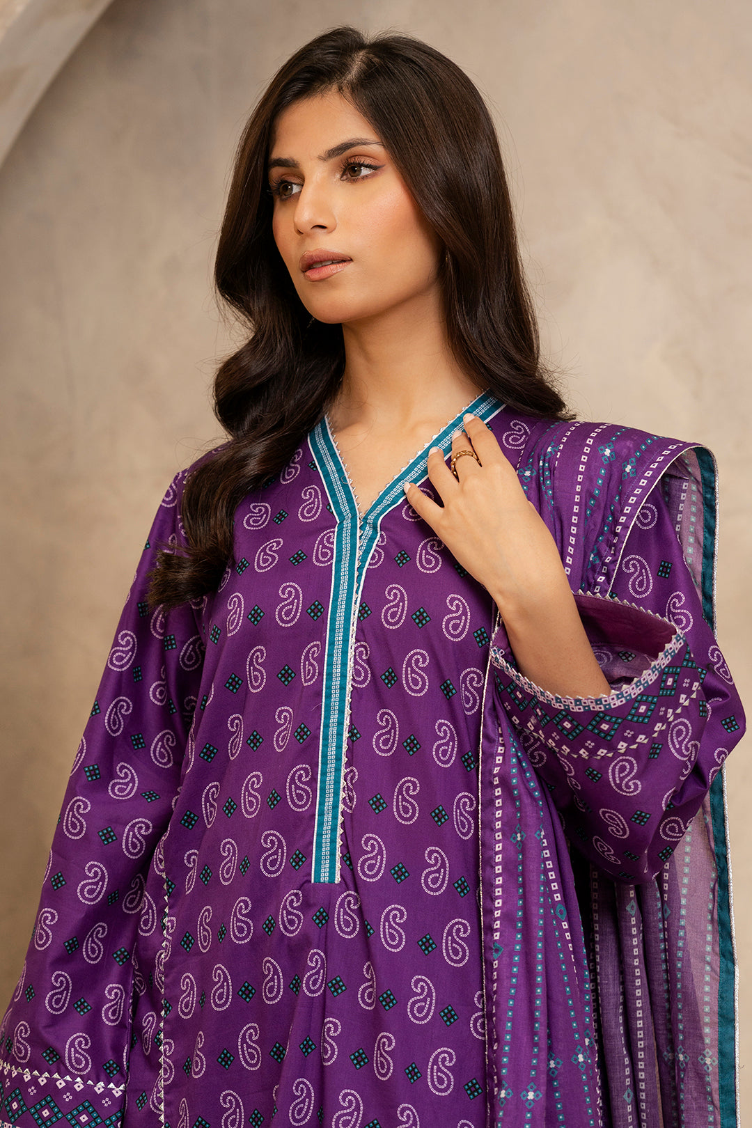Zellbury | Unstitched 3 Piece Lawn | Shirt Shalwar Dupatta - 0265 - Designer Dress with Intricate embroidery and embellishments. Shop elegent wedding dress at Maria Faisal.