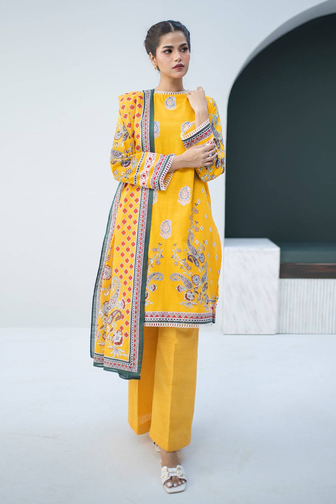 Zellbury | Unstitched 3 Piece Khaddar | Embroidered Shirt Dupatta - 0799 by Maria Faisal - Registered Vendor of : Zellbury Women - type : Essential Unstitched - 100% original wedding dresses