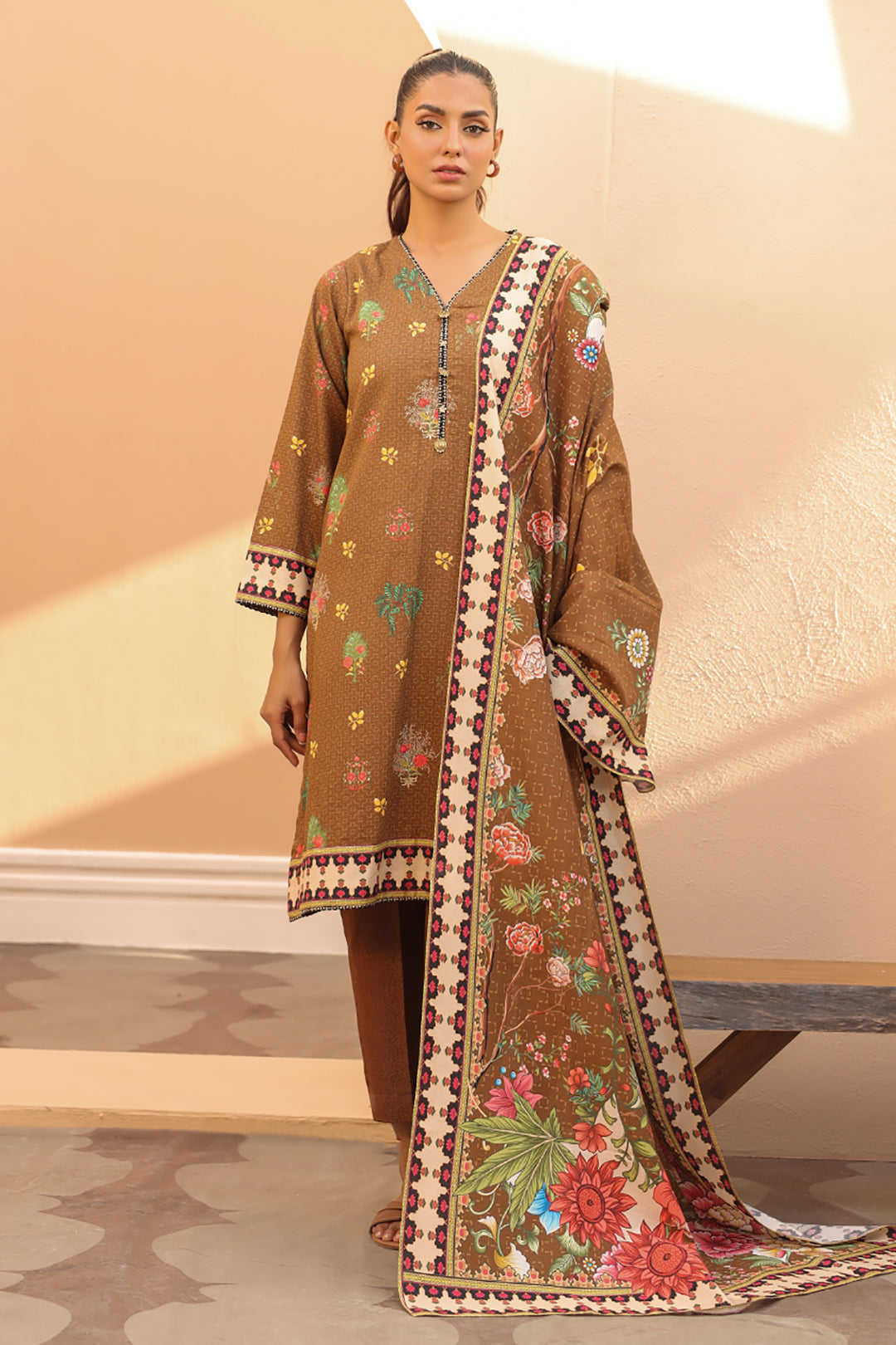 Zellbury | Unstitched 3 Piece Khaddar | Shirt Shalwar Dupatta - 0829 - Designer Dress with Intricate embroidery and embellishments. Shop elegent wedding dress at Maria Faisal.
