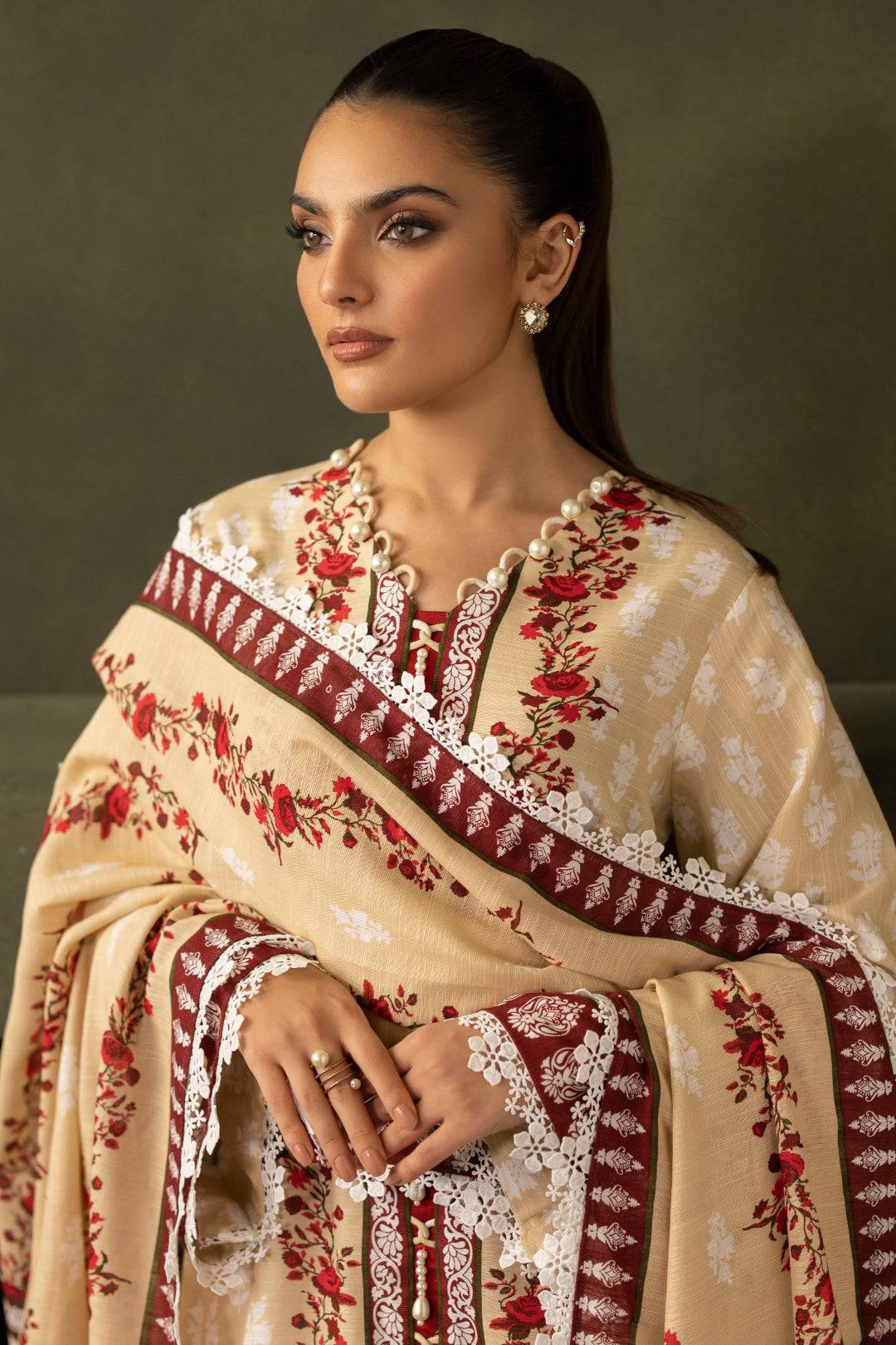 Zellbury | Unstitched 2 Piece Khaddar | Embroidered Shirt Dupatta - 0171 by Maria Faisal - Registered Vendor of : Zellbury Women - type : Essential Unstitched - 100% original wedding dresses