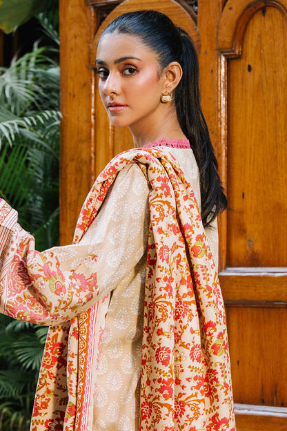 Zellbury | Unstitched 2 Piece Beige Color | Embroidered Shirt Dupatta - 0179 by Maria Faisal - Registered Vendor of : Zellbury Women - type : Essential Unstitched - 100% original wedding dresses