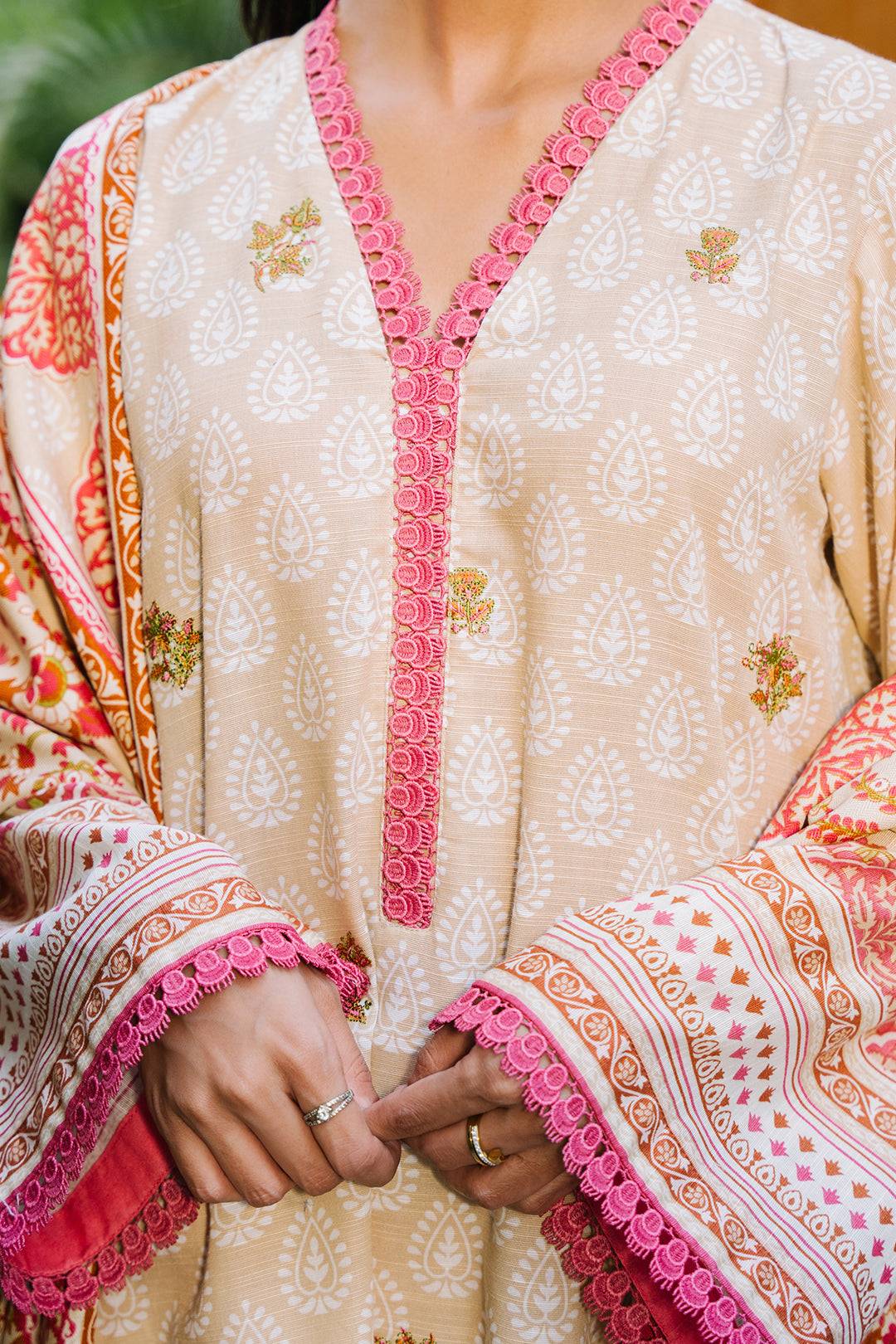 Zellbury | Unstitched 2 Piece Beige Color | Embroidered Shirt Dupatta - 0179 by Maria Faisal - Registered Vendor of : Zellbury Women - type : Essential Unstitched - 100% original wedding dresses
