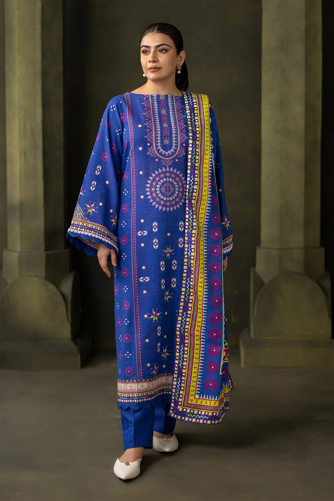Zellbury | Unstitched 2 Piece Khaddar | Embroidered Shirt Dupatta - 0180 by Maria Faisal - Registered Vendor of : Zellbury Women - type : Essential Unstitched - 100% original wedding dresses