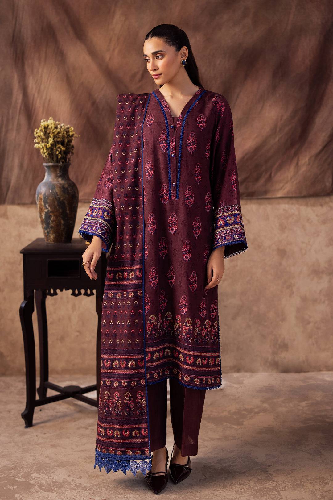 Zellbury | Unstitched 2 Piece Khaddar | Embroidered Shirt Dupatta - 0263 by Maria Faisal - Registered Vendor of : Zellbury Women - type : Essential Unstitched - 100% original wedding dresses