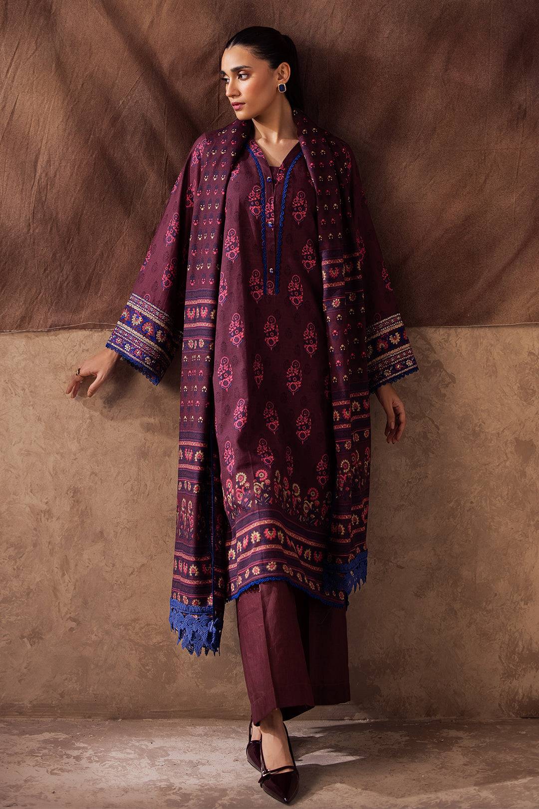 Zellbury | Unstitched 2 Piece Khaddar | Embroidered Shirt Dupatta - 0263 by Maria Faisal - Registered Vendor of : Zellbury Women - type : Essential Unstitched - 100% original wedding dresses
