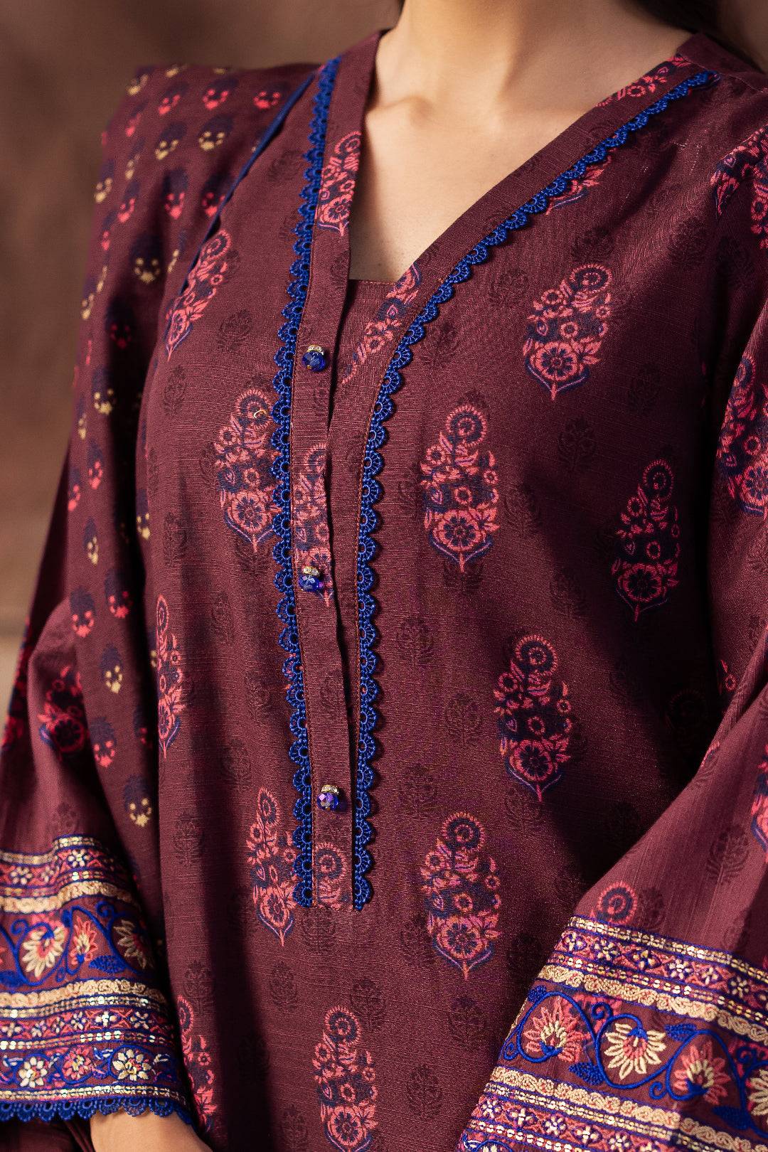 Zellbury | Unstitched 2 Piece Khaddar | Embroidered Shirt Dupatta - 0263 by Maria Faisal - Registered Vendor of : Zellbury Women - type : Essential Unstitched - 100% original wedding dresses