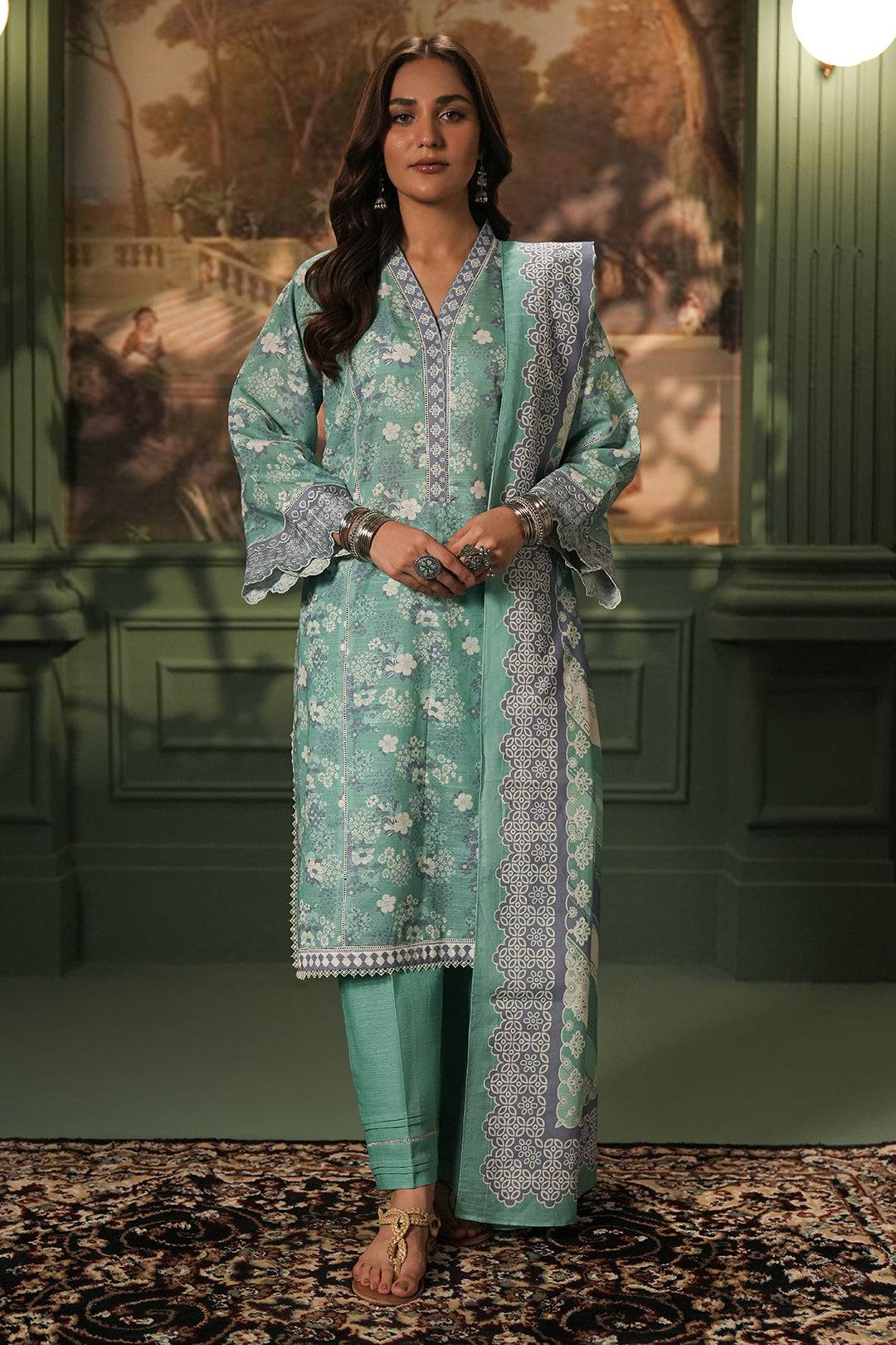 Zellbury | Unstitched 2 Piece Khaddar | Embroidered Shirt Dupatta - 0351 by Maria Faisal - Registered Vendor of : Zellbury Women - type : Essential Unstitched - 100% original wedding dresses