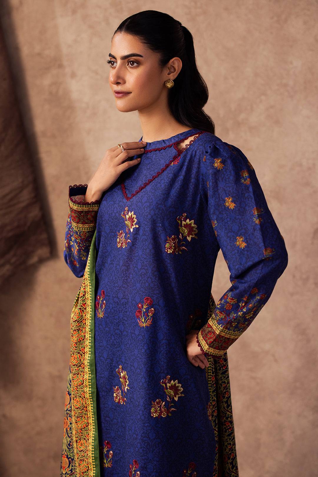 Zellbury | Unstitched 3 Piece Khaddar | Embroidered Shirt Shalwar Dupatta - 0221 by Maria Faisal - Registered Vendor of : Zellbury Women - type : Essential Unstitched - 100% original wedding dresses