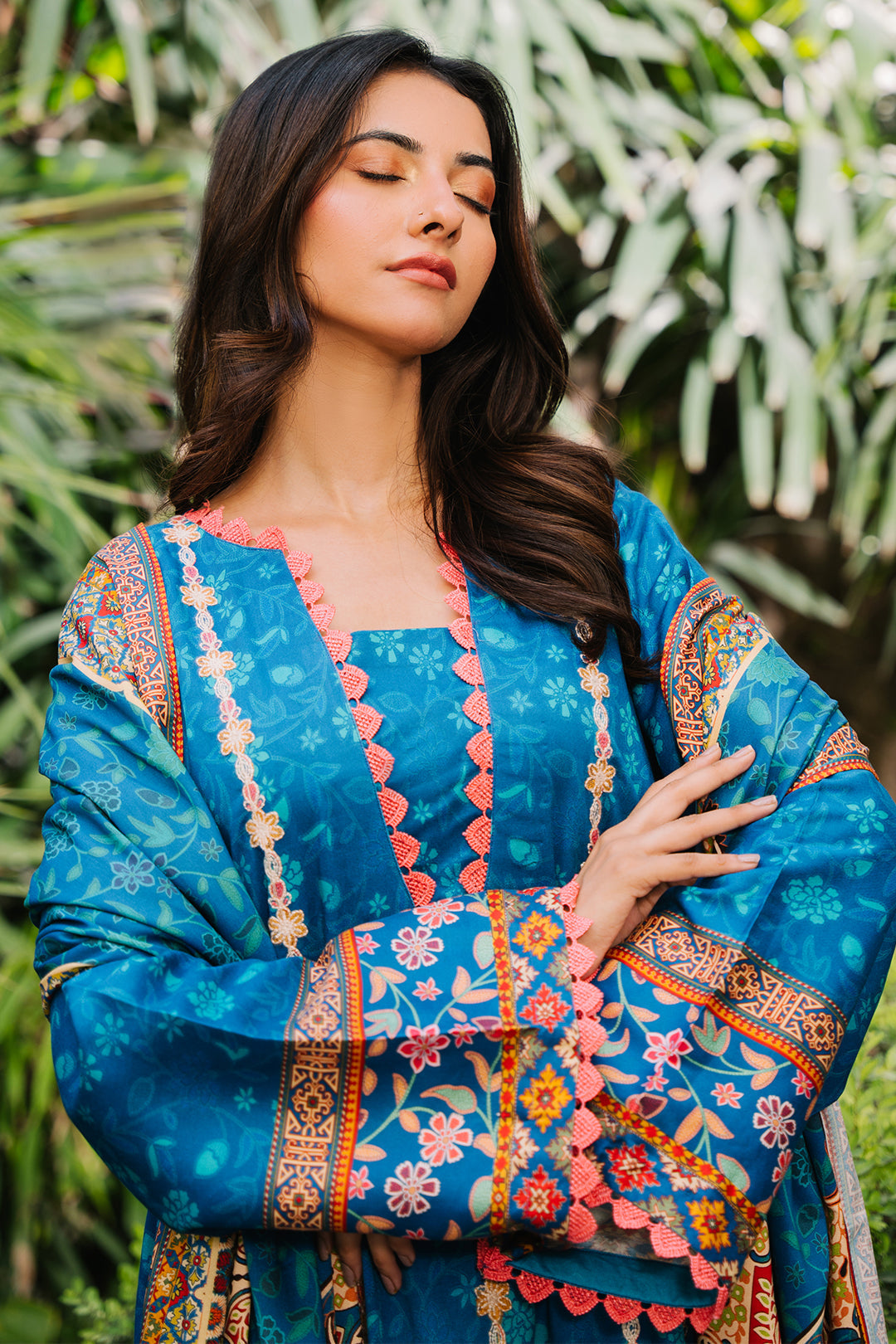 Zellbury | Unstitched 3 Piece Viscose | Embroidered Shirt Shalwar Dupatta - 0223 - Designer Dress with Intricate embroidery and embellishments. Shop elegent wedding dress at Maria Faisal.