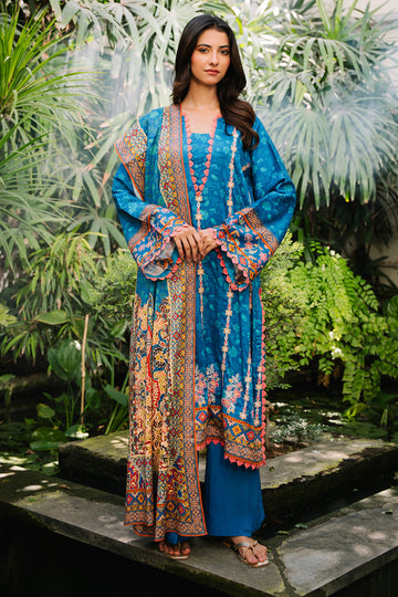 Zellbury | Unstitched 3 Piece Viscose | Embroidered Shirt Shalwar Dupatta - 0223 - Designer Dress with Intricate embroidery and embellishments. Shop elegent wedding dress at Maria Faisal.