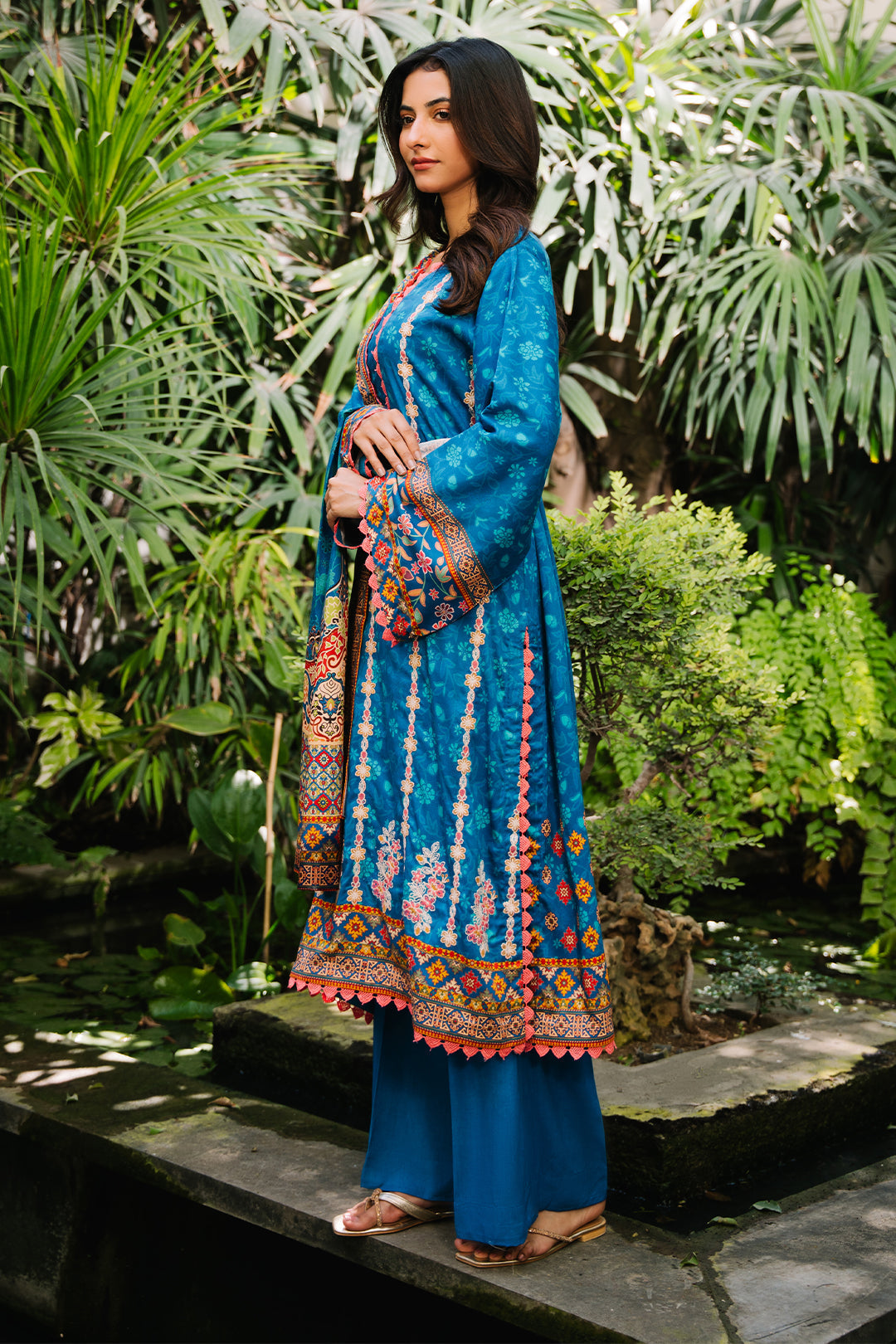 Zellbury | Unstitched 3 Piece Viscose | Embroidered Shirt Shalwar Dupatta - 0223 - Designer Dress with Intricate embroidery and embellishments. Shop elegent wedding dress at Maria Faisal.
