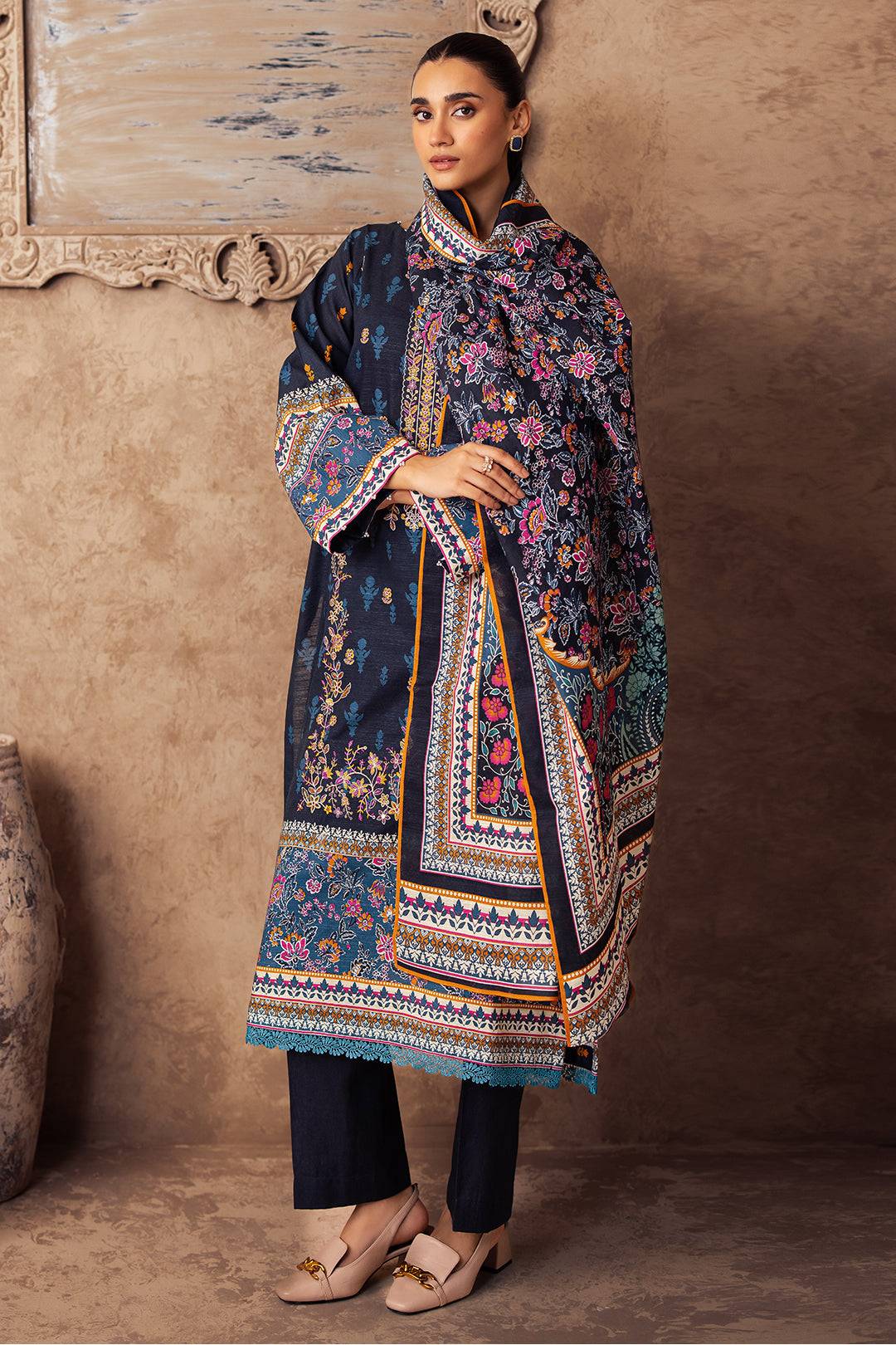 Zellbury | Unstitched 3 Piece Khaddar | Embroidered Shirt Shalwar Dupatta - 0225 by Maria Faisal - Registered Vendor of : Zellbury Women - type : Essential Unstitched - 100% original wedding dresses