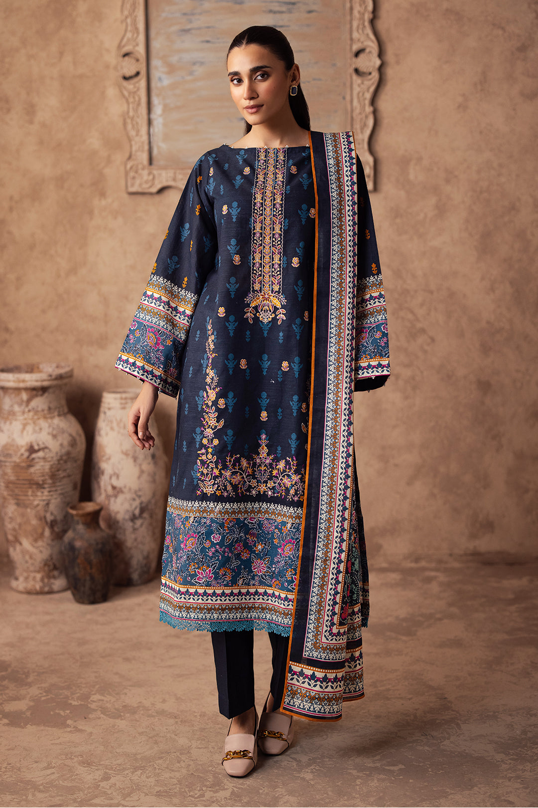 Zellbury | Unstitched 3 Piece Khaddar | Embroidered Shirt Shalwar Dupatta - 0225 by Maria Faisal - Registered Vendor of : Zellbury Women - type : Essential Unstitched - 100% original wedding dresses