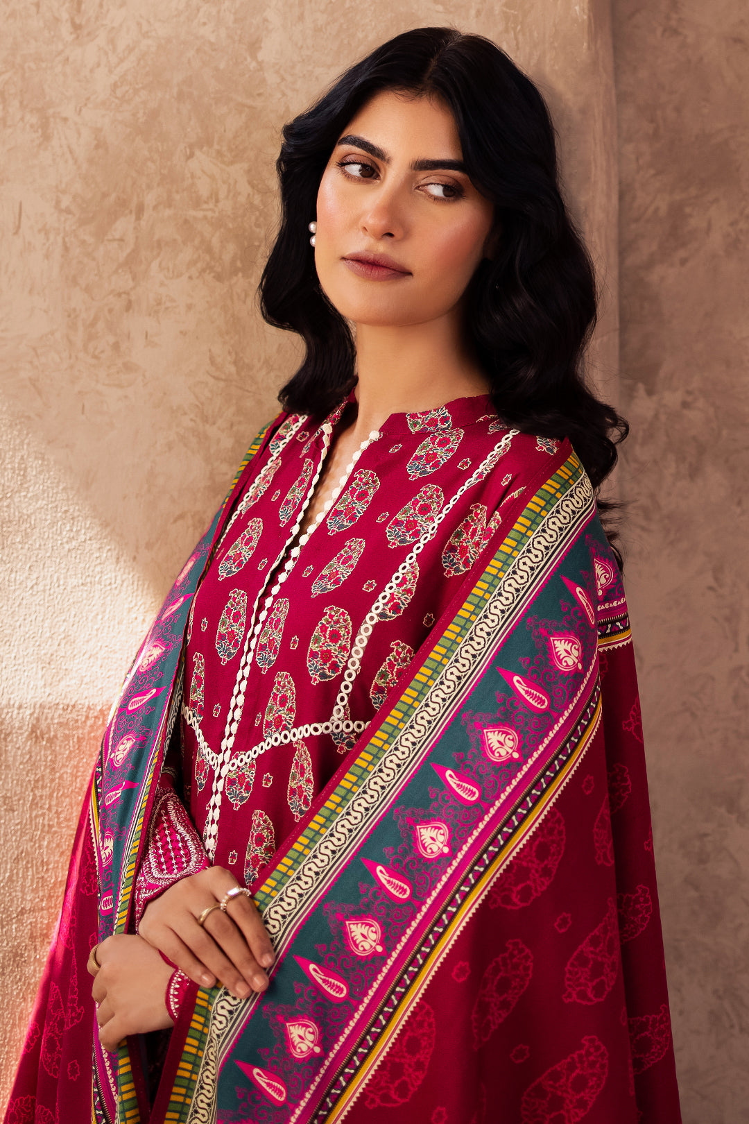 Zellbury | Unstitched 3 Piece Viscose | Embroidered Shirt Shalwar Dupatta - 0228 - Designer Dress with Intricate embroidery and embellishments. Shop elegent wedding dress at Maria Faisal.