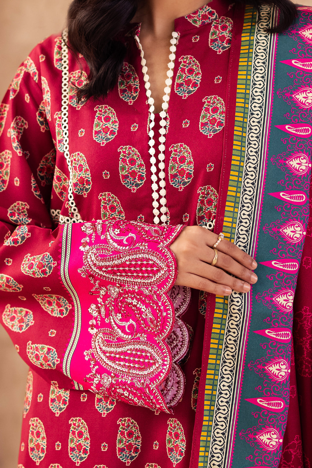 Zellbury | Unstitched 3 Piece Viscose | Embroidered Shirt Shalwar Dupatta - 0228 - Designer Dress with Intricate embroidery and embellishments. Shop elegent wedding dress at Maria Faisal.
