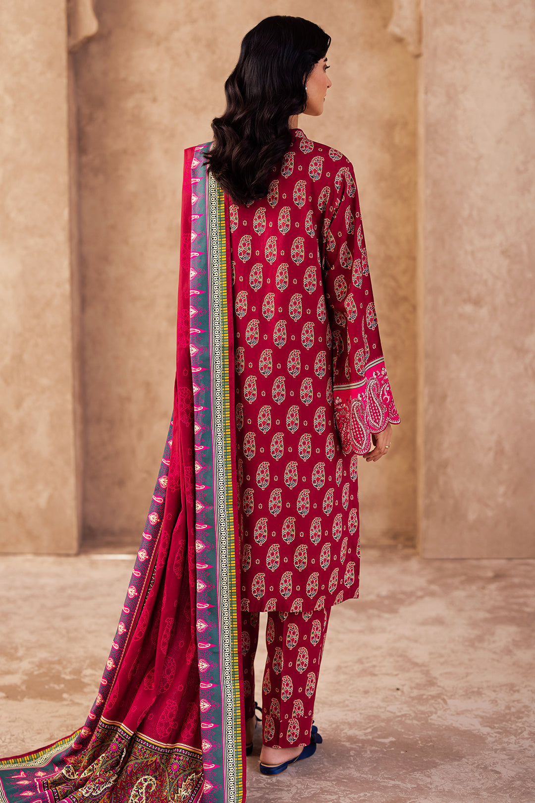 Zellbury | Unstitched 3 Piece Viscose | Embroidered Shirt Shalwar Dupatta - 0228 - Designer Dress with Intricate embroidery and embellishments. Shop elegent wedding dress at Maria Faisal.