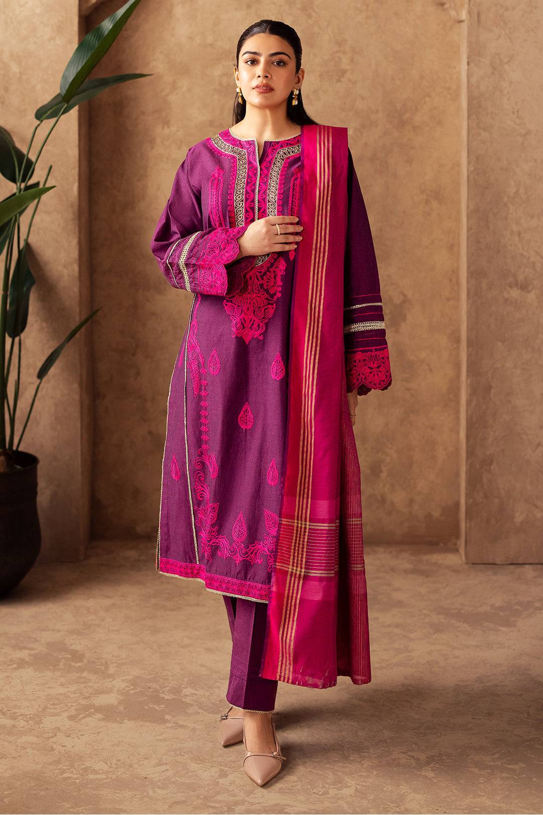 Zellbury | Unstitched 3 Piece Chambray | Embroidered Shirt Shalwar Dupatta - 0230 by Maria Faisal - Registered Vendor of : Zellbury Women - type : Essential Unstitched - 100% original wedding dresses