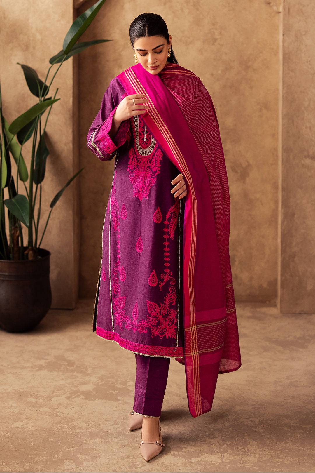 Zellbury | Unstitched 3 Piece Chambray | Embroidered Shirt Shalwar Dupatta - 0230 by Maria Faisal - Registered Vendor of : Zellbury Women - type : Essential Unstitched - 100% original wedding dresses