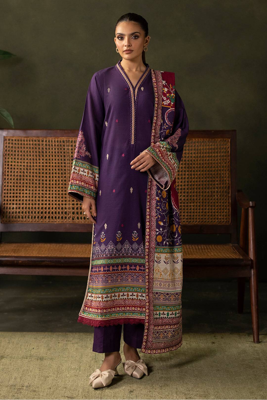 Zellbury | Unstitched 3 Piece Khaddar | Embroidered Shirt Shalwar Dupatta - 0311 by Maria Faisal - Registered Vendor of : Zellbury Women - type : Essential Unstitched - 100% original wedding dresses