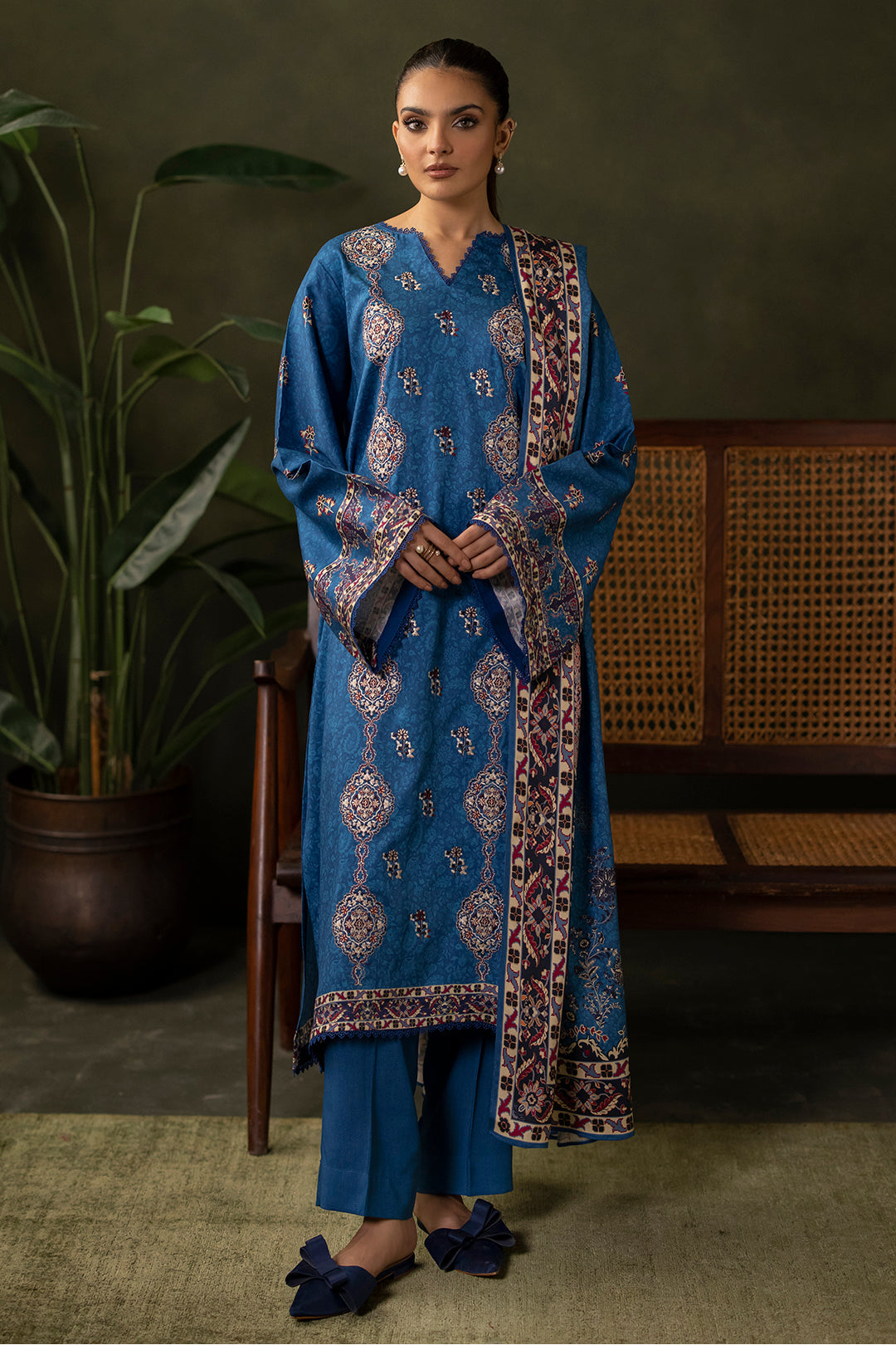 Zellbury | Unstitched 3 Piece Viscose | Embroidered Shirt Shalwar Dupatta - 0313 - Designer Dress with Intricate embroidery and embellishments. Shop elegent wedding dress at Maria Faisal.