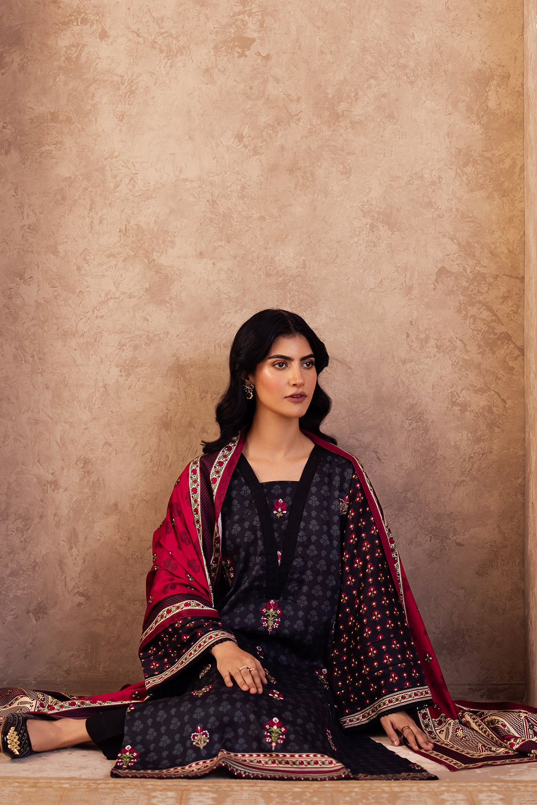 Zellbury | Unstitched 3 Piece Viscose | Embroidered Shirt Shalwar Dupatta - 0314 - Designer Dress with Intricate embroidery and embellishments. Shop elegent wedding dress at Maria Faisal.