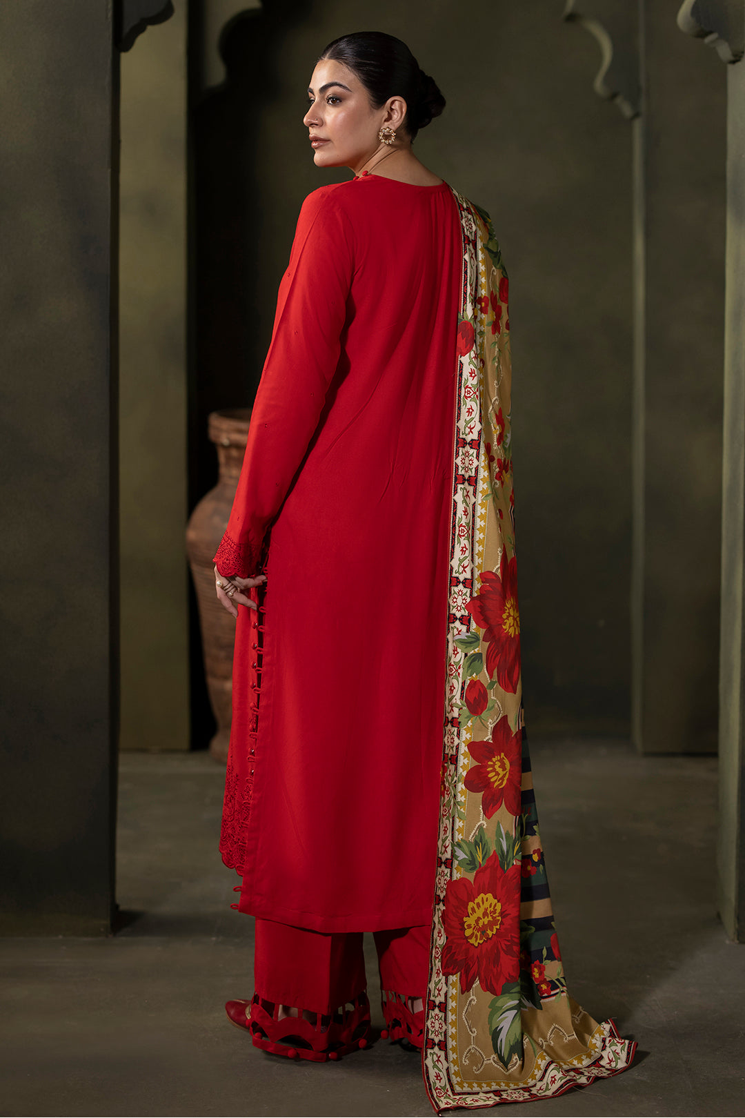 Zellbury | Unstitched 3 Piece Viscose | Embroidered Shirt Shalwar Dupatta - 0324 - Designer Dress with Intricate embroidery and embellishments. Shop elegent wedding dress at Maria Faisal.