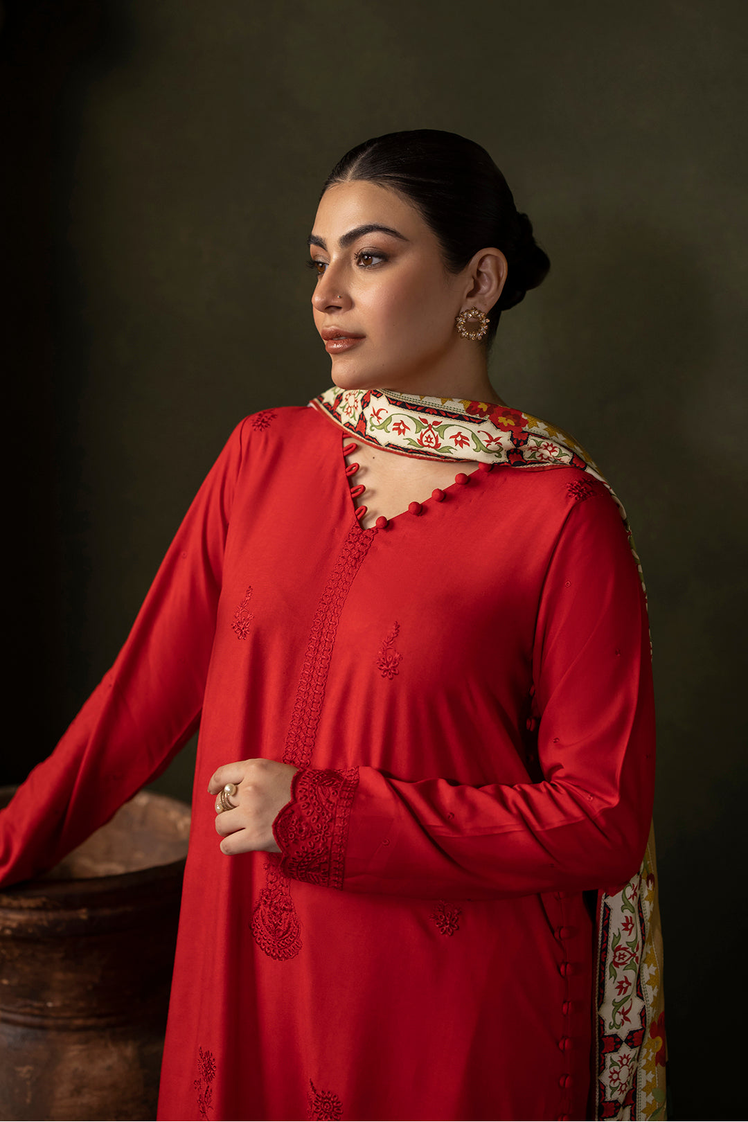 Zellbury | Unstitched 3 Piece Viscose | Embroidered Shirt Shalwar Dupatta - 0324 - Designer Dress with Intricate embroidery and embellishments. Shop elegent wedding dress at Maria Faisal.