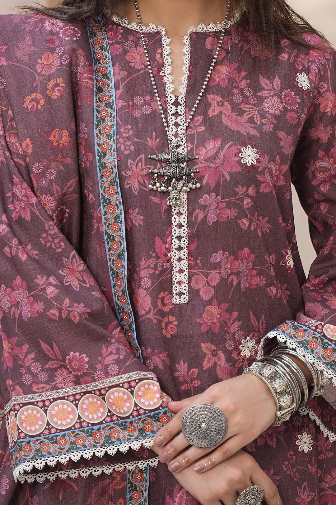 Zellbury | Unstitched 3 Piece Khaddar | Embroidered Shirt Shalwar Dupatta - 0402 by Maria Faisal - Registered Vendor of : Zellbury Women - type : Essential Unstitched - 100% original wedding dresses