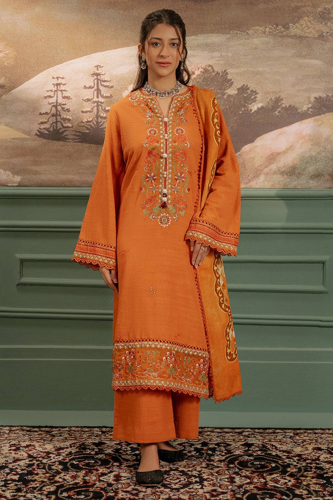 Zellbury | Unstitched 3 Piece Khaddar | Embroidered Shirt Shalwar Dupatta - 0413 by Maria Faisal - Registered Vendor of : Zellbury Women - type : Signature Unstitched - 100% original wedding dresses