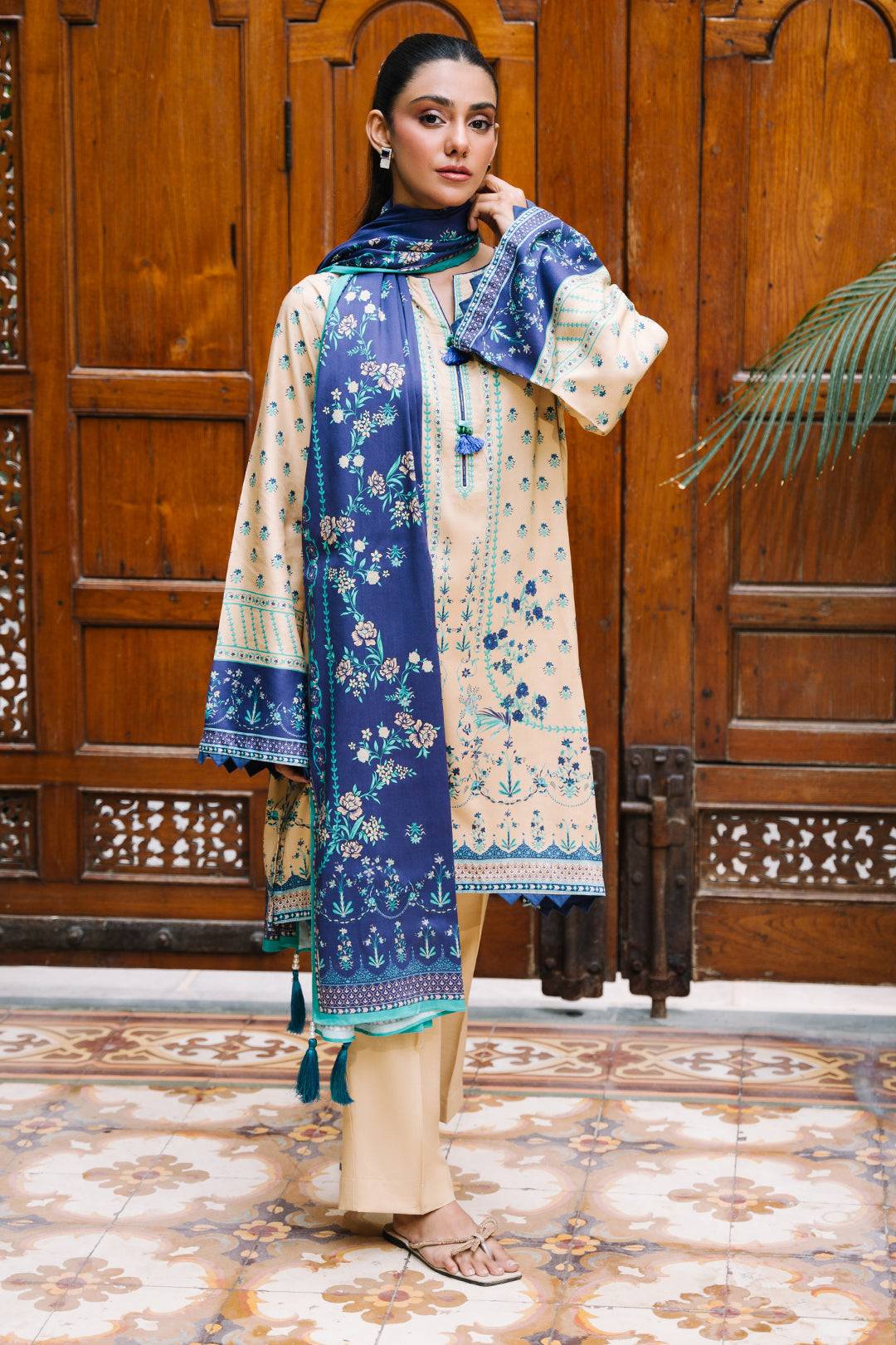 Zellbury | Unstitched 2 Piece Viscose | Shirt Dupatta - 0161 by Maria Faisal - Registered Vendor of : Zellbury Women - type : Essential Unstitched - 100% original wedding dresses