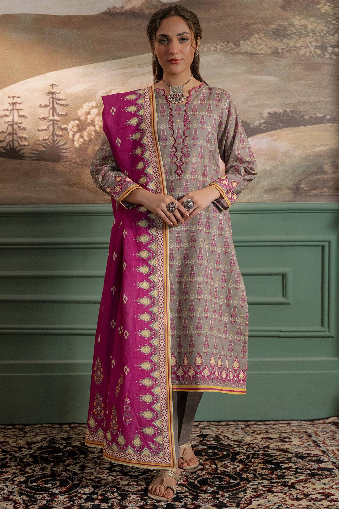 Zellbury | Unstitched 2 Piece Khaddar | Shirt Dupatta - 0332 by Maria Faisal - Registered Vendor of : Zellbury Women - type : Essential Unstitched - 100% original wedding dresses