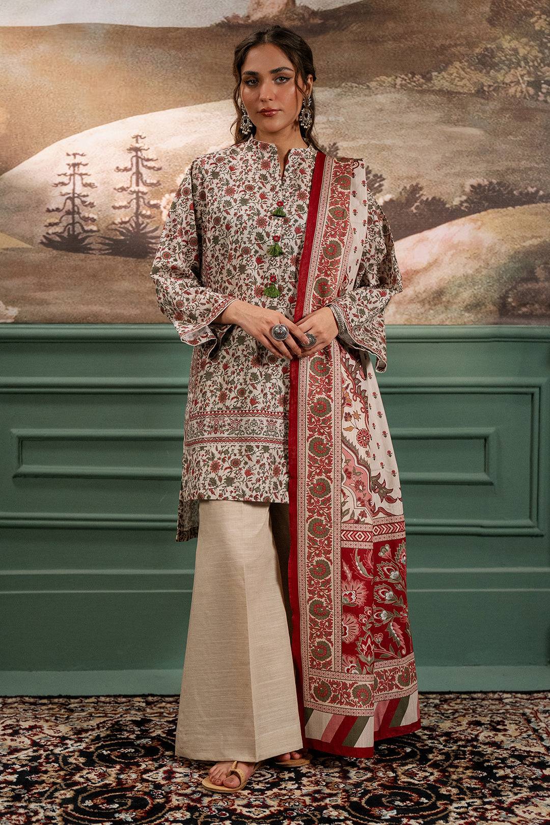 Zellbury | Unstitched 2 Piece Khaddar | Shirt Dupatta - 0334 by Maria Faisal - Registered Vendor of : Zellbury Women - type : Essential Unstitched - 100% original wedding dresses