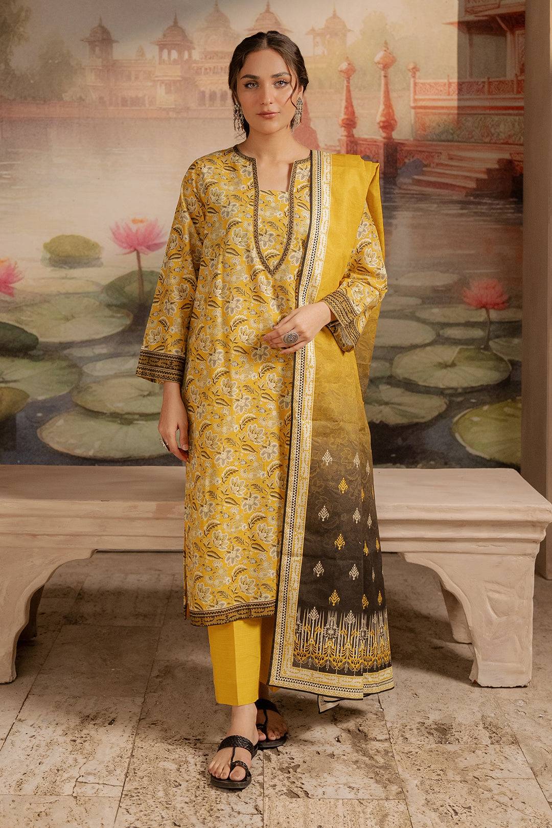 Zellbury | Unstitched 2 Piece Khaddar | Shirt Dupatta - 0424 by Maria Faisal - Registered Vendor of : Zellbury Women - type : Essential Unstitched - 100% original wedding dresses