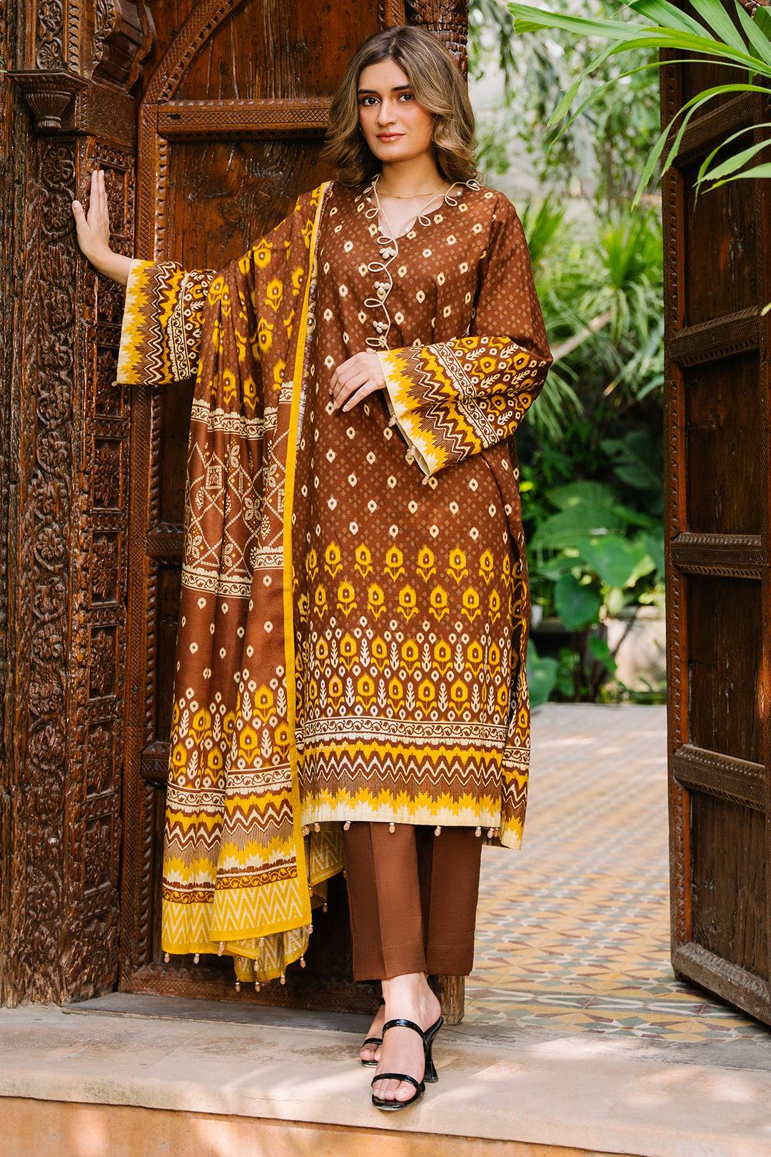 Zellbury | Unstitched 3 Piece Khaddar | Shirt Shalwar Dupatta - 0182 by Maria Faisal - Registered Vendor of : Zellbury Women - type : Essential Unstitched - 100% original wedding dresses