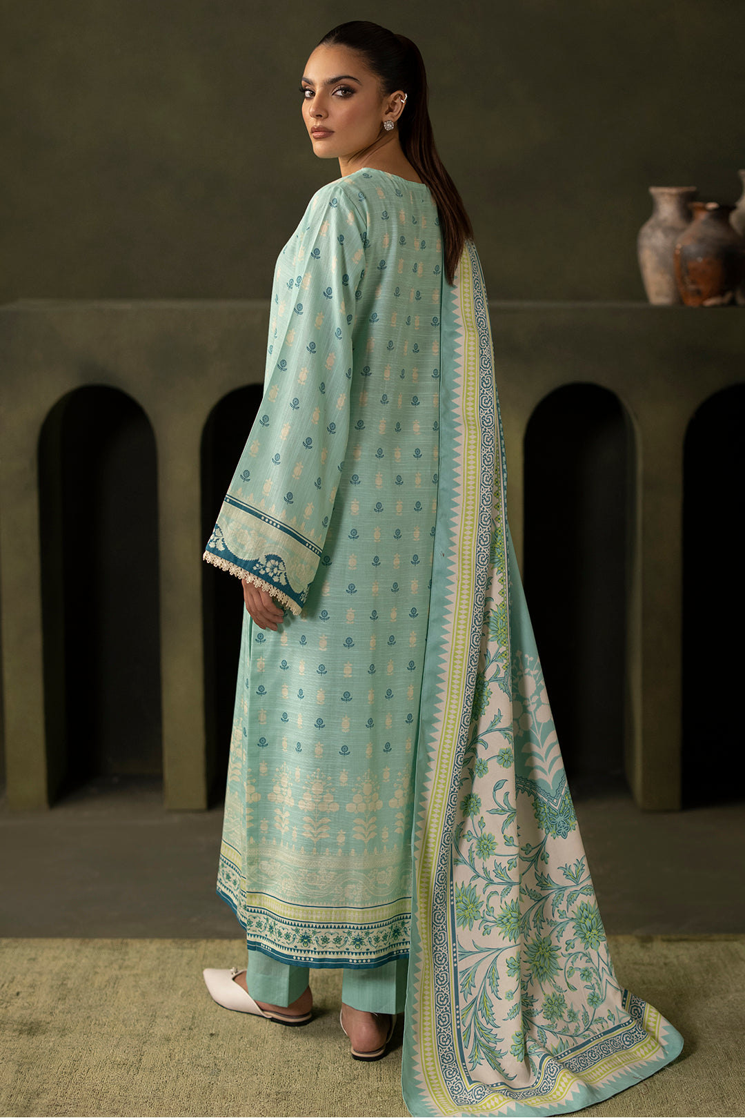 Zellbury | Unstitched 3 Piece Khaddar | Shirt Shalwar Shawl - 0198 - Designer Dress with Intricate embroidery and embellishments. Shop elegent wedding dress at Maria Faisal.