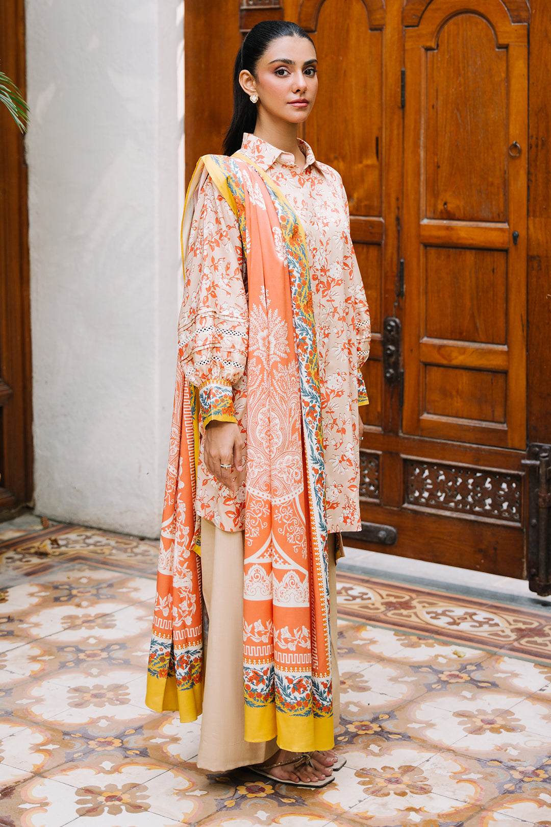 Zellbury | Unstitched 3 Piece Viscose | Shirt Shalwar Dupatta - 0207 - Designer Dress with Intricate embroidery and embellishments. Shop elegent wedding dress at Maria Faisal.