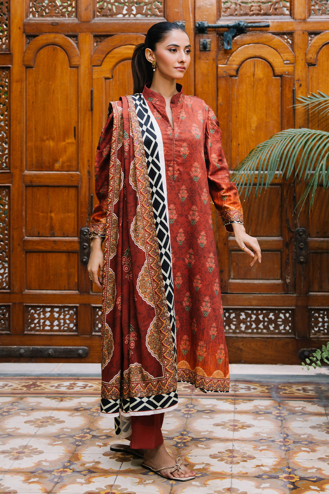 Zellbury | Unstitched 3 Piece Viscose | Shirt Shalwar Dupatta - 0208 - Designer Dress with Intricate embroidery and embellishments. Shop elegent wedding dress at Maria Faisal.