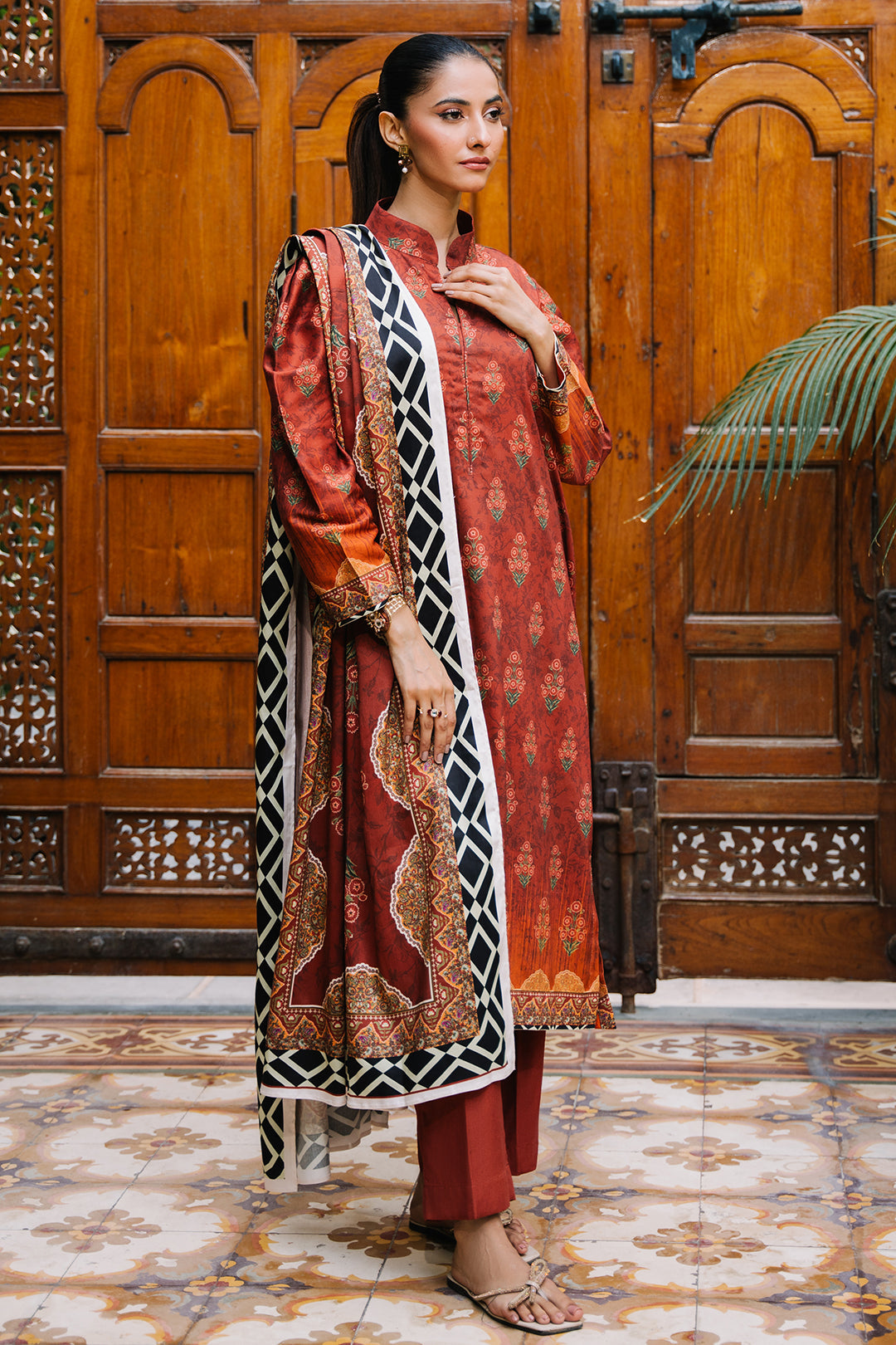 Zellbury | Unstitched 3 Piece Viscose | Shirt Shalwar Dupatta - 0208 - Designer Dress with Intricate embroidery and embellishments. Shop elegent wedding dress at Maria Faisal.