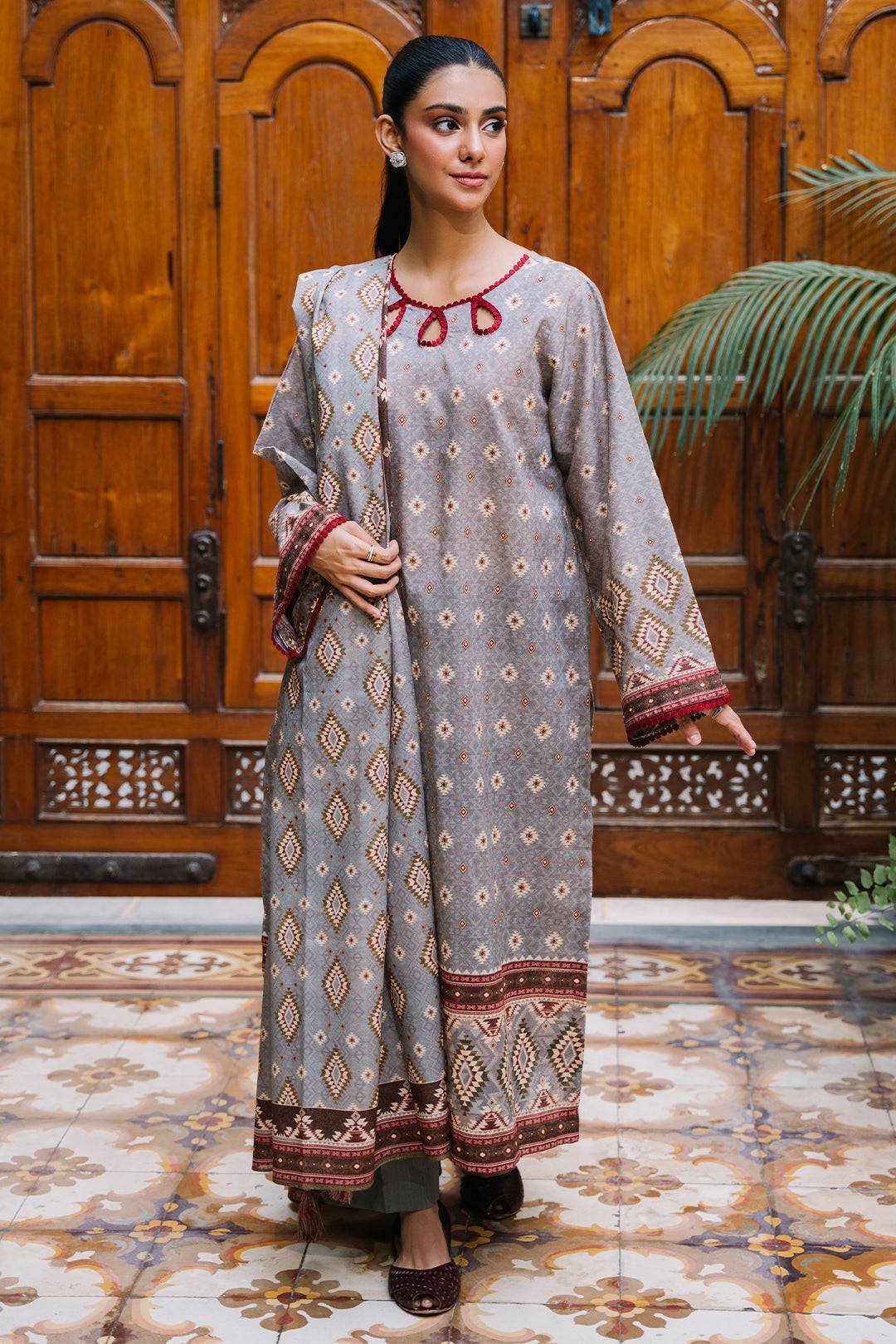 Zellbury | Unstitched 3 Piece Karandi | Shirt Shalwar Dupatta - 0209 by Maria Faisal - Registered Vendor of : Zellbury Women - type : Essential Unstitched - 100% original wedding dresses
