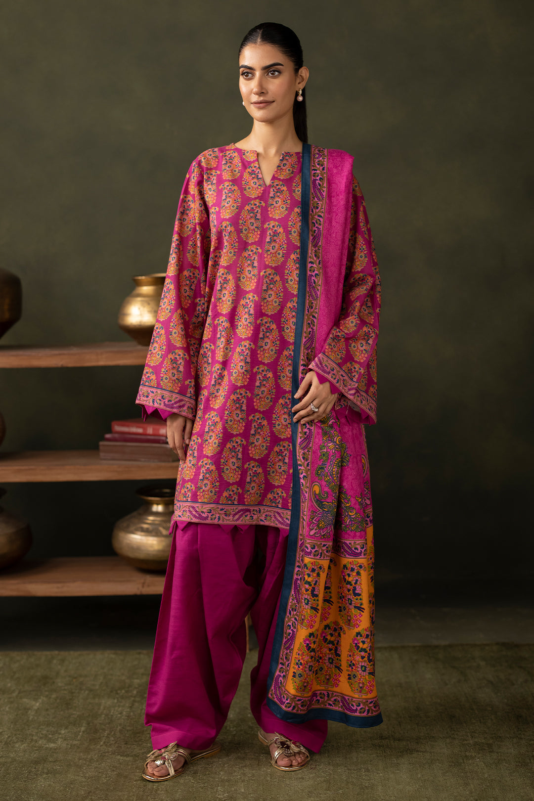 Zellbury | Unstitched 3 Piece Khaddar | Shirt Shalwar Dupatta - 0287 - Designer Dress with Intricate embroidery and embellishments. Shop elegent wedding dress at Maria Faisal.