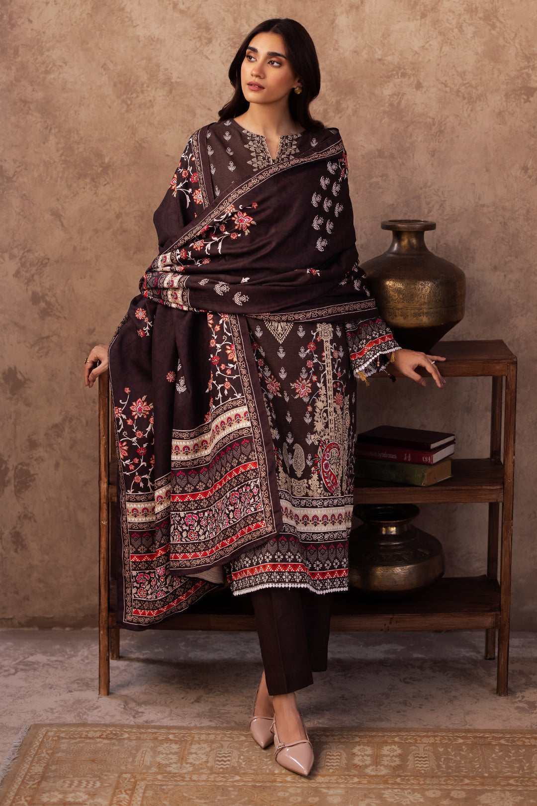 Zellbury | Unstitched 3 Piece Khaddar | Shirt Shalwar Dupatta - 0288 - Designer Dress with Intricate embroidery and embellishments. Shop elegent wedding dress at Maria Faisal.