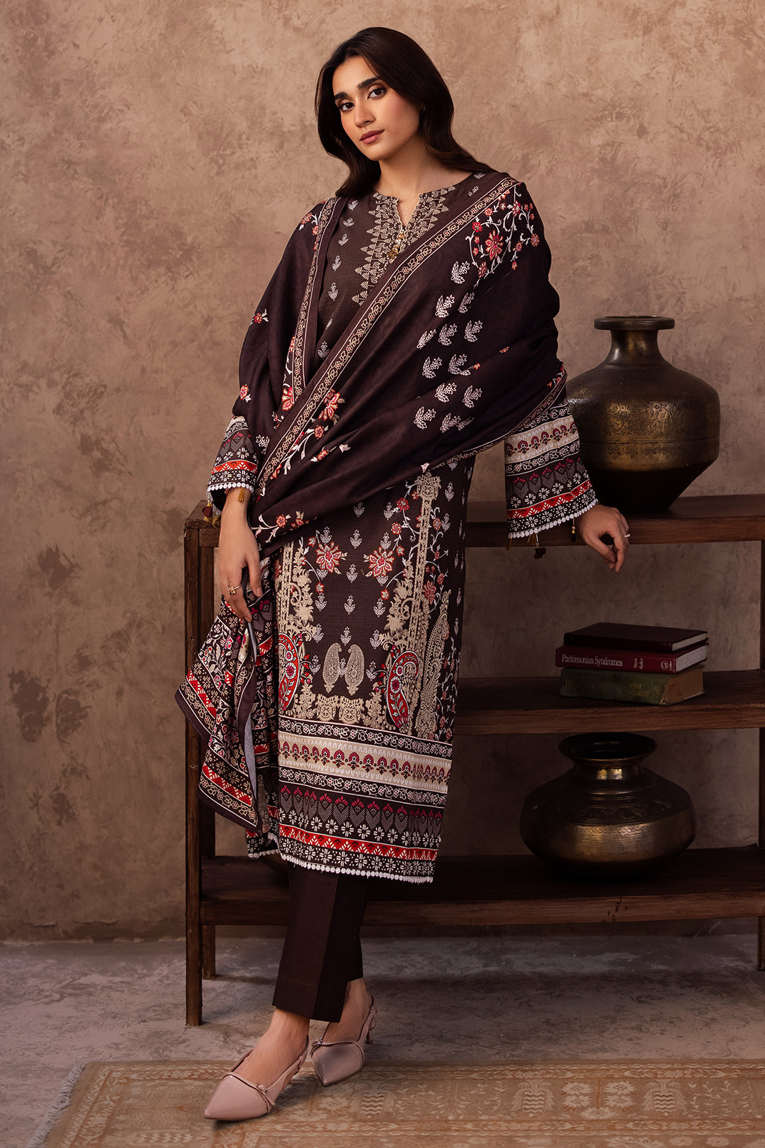 Zellbury | Unstitched 3 Piece Khaddar | Shirt Shalwar Dupatta - 0288 - Designer Dress with Intricate embroidery and embellishments. Shop elegent wedding dress at Maria Faisal.