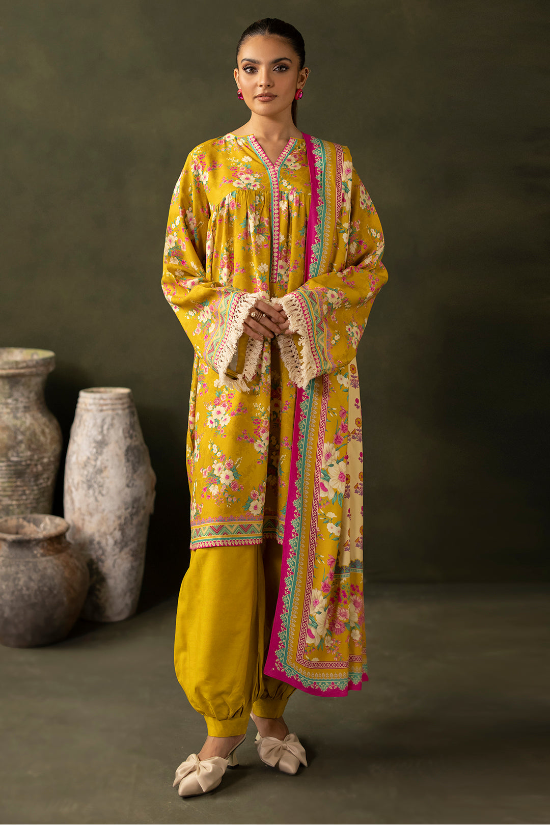 Zellbury | Unstitched 3 Piece Viscose | Shirt Shalwar Dupatta - 0289 - Designer Dress with Intricate embroidery and embellishments. Shop elegent wedding dress at Maria Faisal.