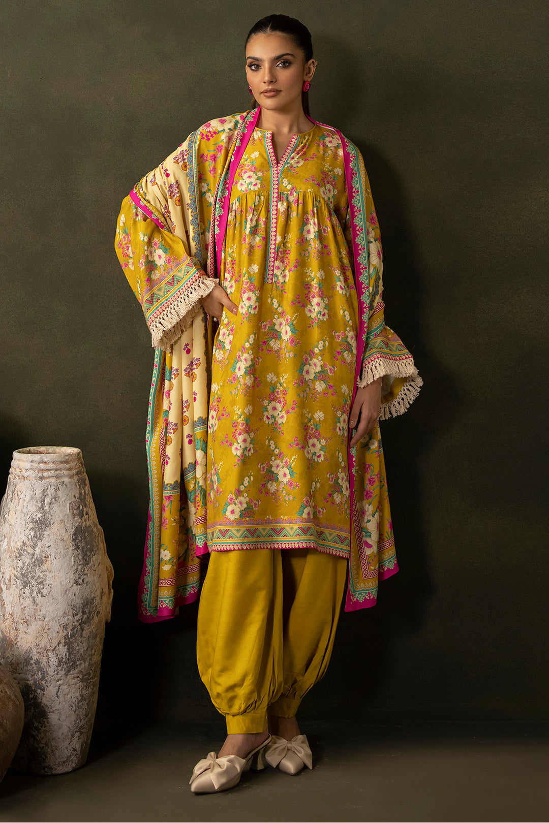 Zellbury | Unstitched 3 Piece Viscose | Shirt Shalwar Dupatta - 0289 - Designer Dress with Intricate embroidery and embellishments. Shop elegent wedding dress at Maria Faisal.