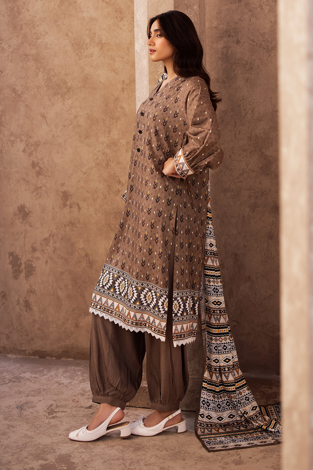 Zellbury | Unstitched 3 Piece Viscose | Shirt Shalwar Dupatta - 0293 - Designer Dress with Intricate embroidery and embellishments. Shop elegent wedding dress at Maria Faisal.