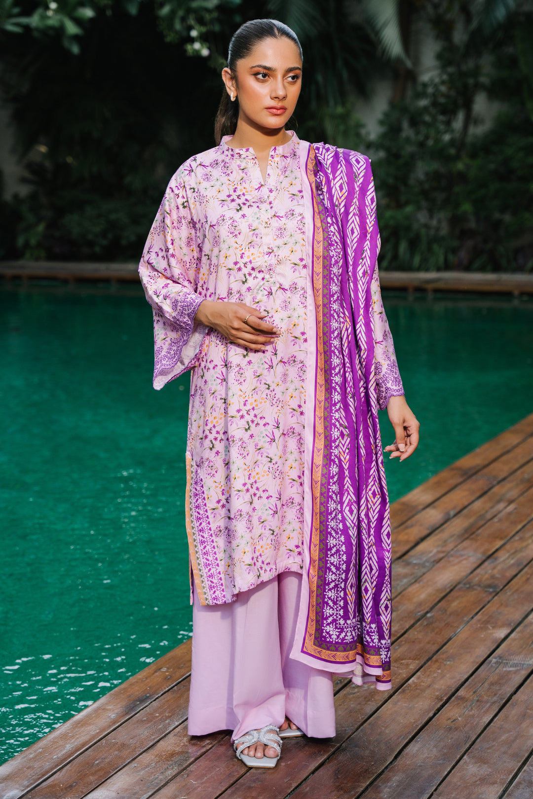 Zellbury | Unstitched 3 Piece Viscose | Shirt Shalwar Dupatta - 0295 - Designer Dress with Intricate embroidery and embellishments. Shop elegent wedding dress at Maria Faisal.