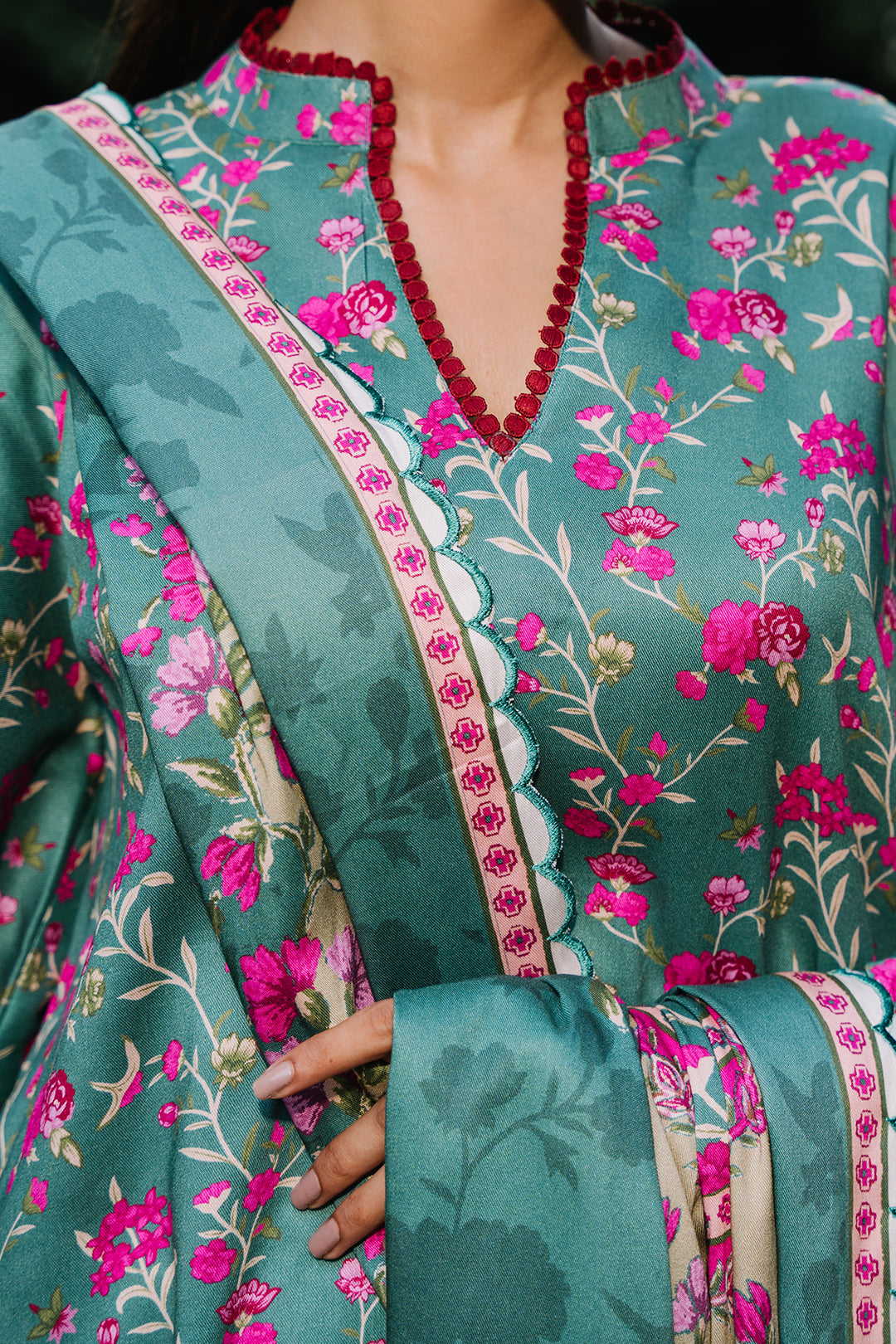 Zellbury | Unstitched 3 Piece Viscose | Shirt Shalwar Dupatta - 0296 - Designer Dress with Intricate embroidery and embellishments. Shop elegent wedding dress at Maria Faisal.