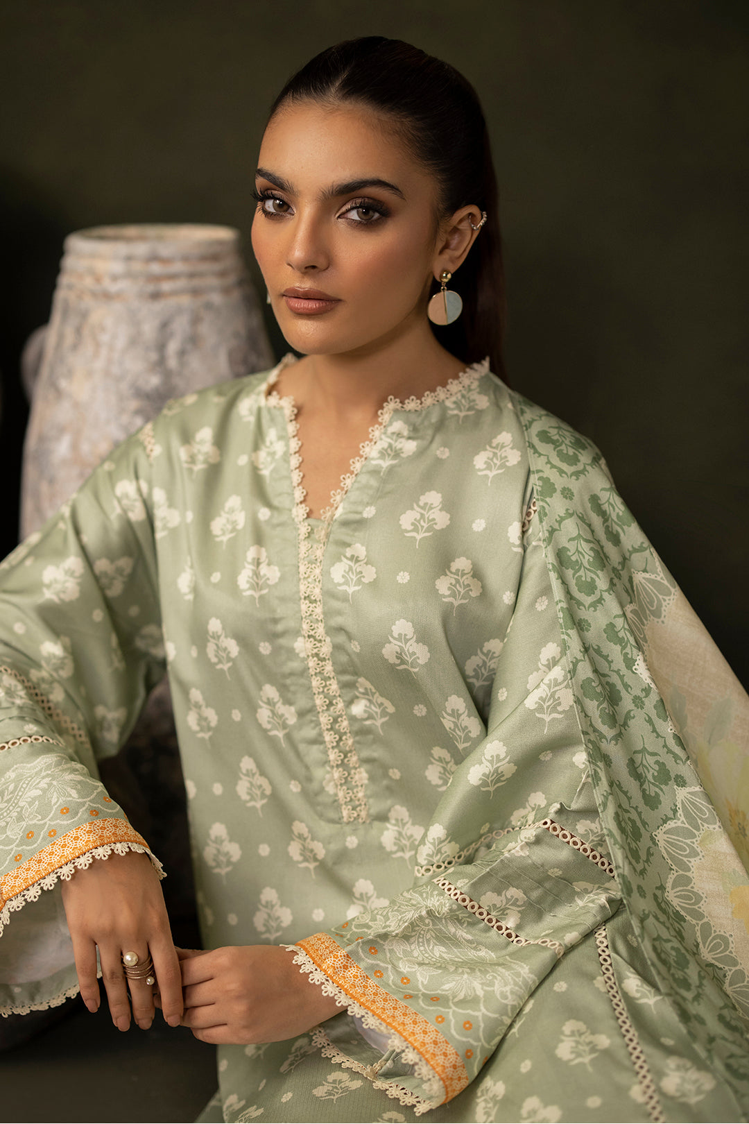 Zellbury | Unstitched 3 Piece Viscose | Shirt Shalwar Dupatta - 0306 - Designer Dress with Intricate embroidery and embellishments. Shop elegent wedding dress at Maria Faisal.